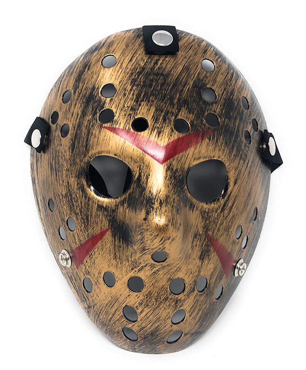 UltraByEasyPeasyStore Ultra Scary Halloween Hockey Mask - Horror Costume & Adults and Kids - Halloween Parties and Events - Perfect Scary Costume Accessory - Serial Killer - Gold Coloured