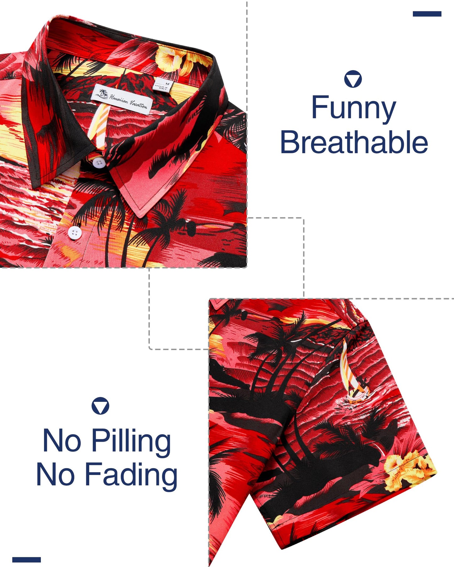 Mens Hawaiian Shirt Short Sleeve Floral Aloha Shirts for Summer