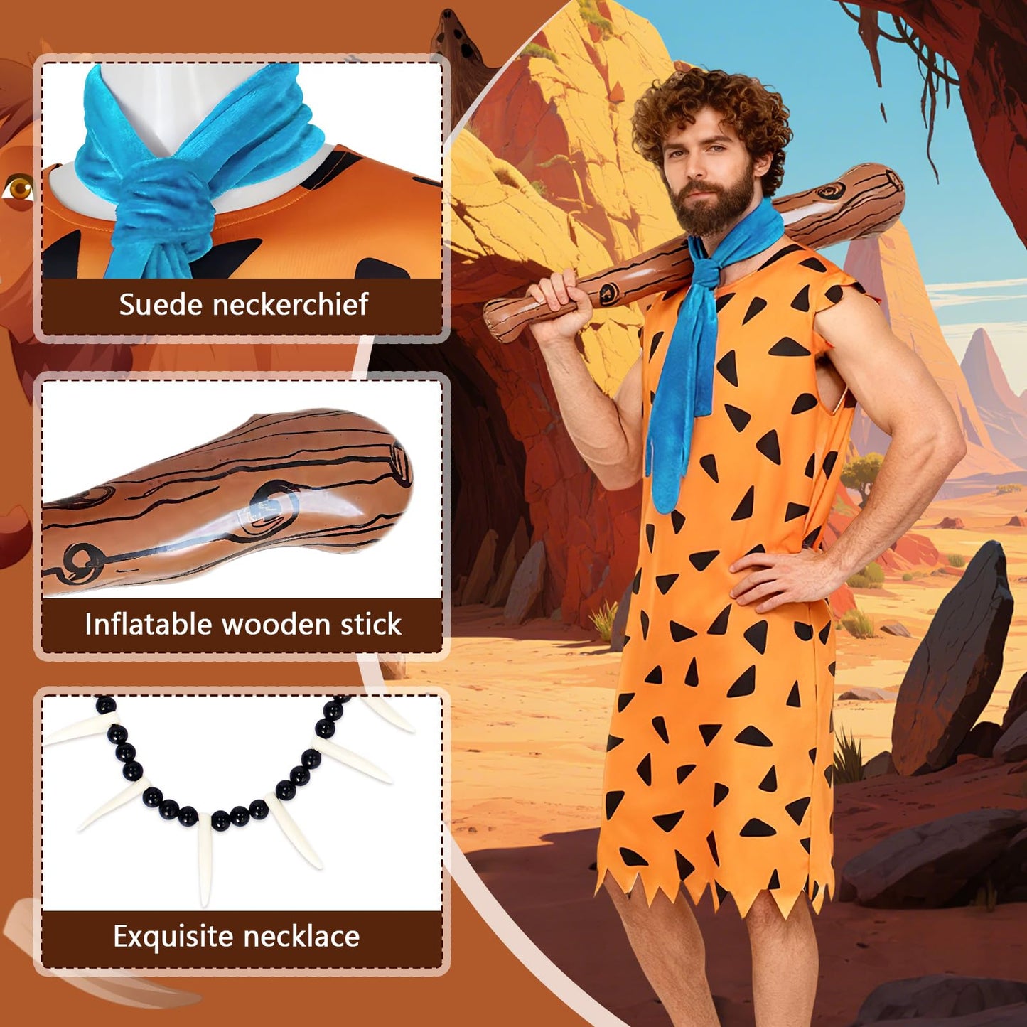 Caveman Costume Set for Adults - Stone Age Halloween Outfit