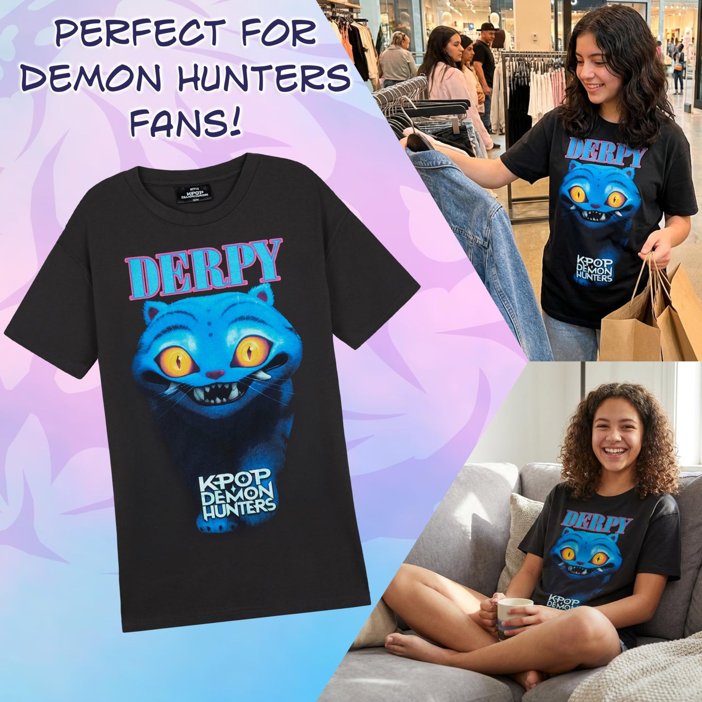 Official Derpy Tiger T-Shirt for Girls Teens - Soft Cotton Crew