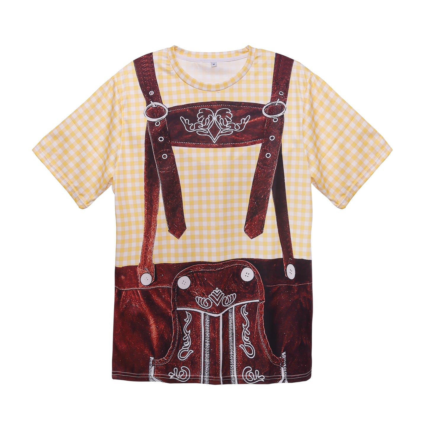 LIKPOJA Men's Bavarian Oktoberfest Costume Shirts German Beer Short Sleeve T-Shirts for Adult(Yellow A,2XL)