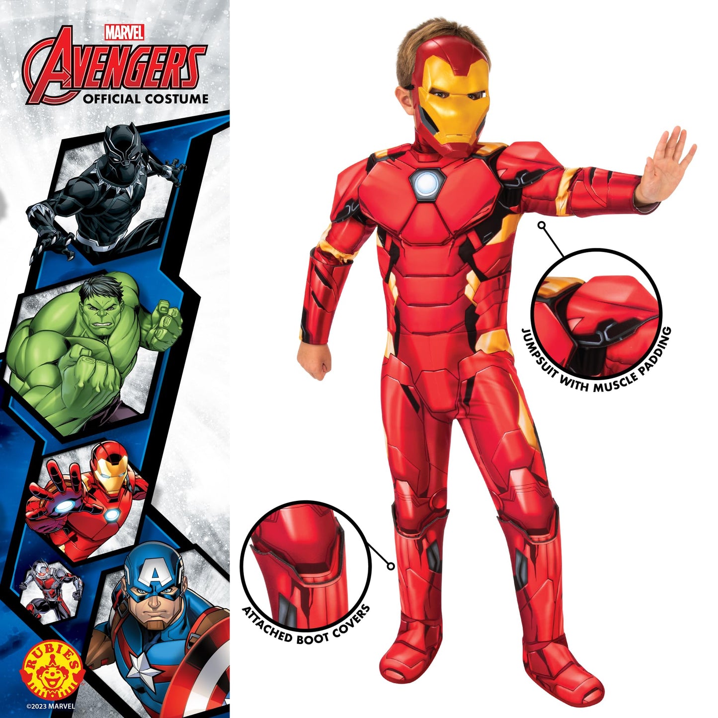 Iron Man Deluxe Kids Fancy Dress - Boys - Multicolour - Years