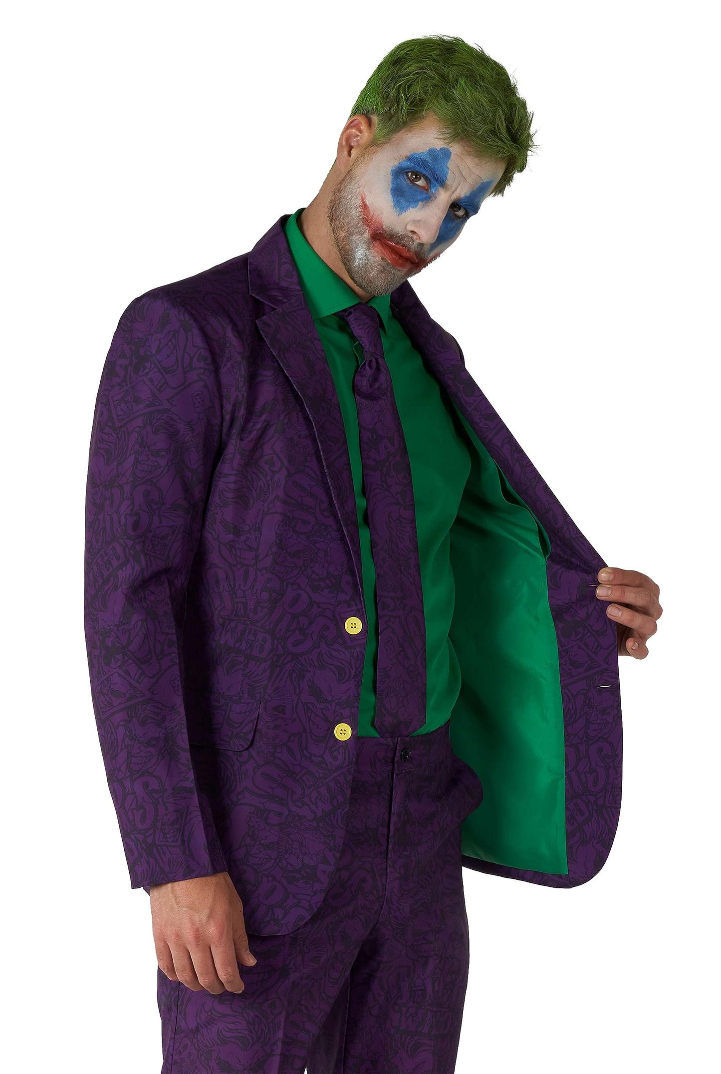OFFSTREAM Men's The Joker Costume - Halloween Party Outfit - Batman Villains Outfit - Including Blazer, Pants and Tie - Purple