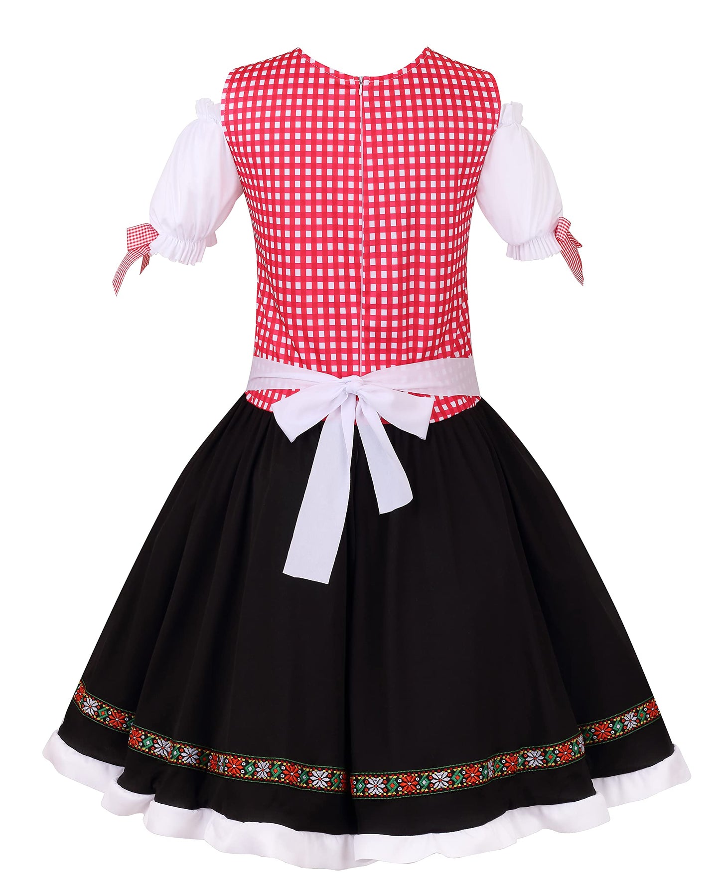 HAPNBCELE Oktoberfest Costume for Womens, German Dirndl Plaid Dress Traditional Beer Festival Bavarian Carnival Halloween (Red Plaid, Large)