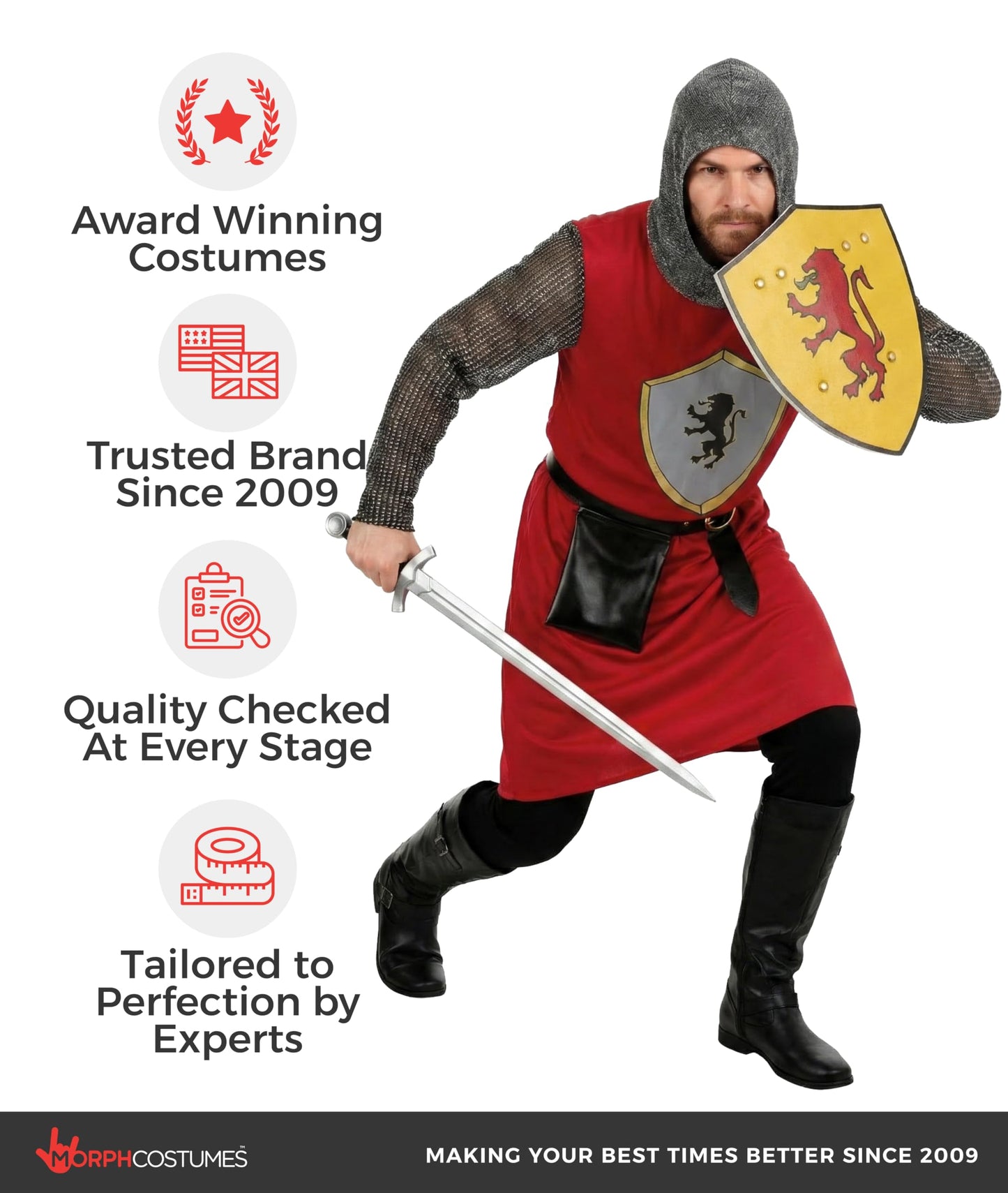 Knight Costume Adult Halloween Costume for Men - Medieval Armor (image 6)