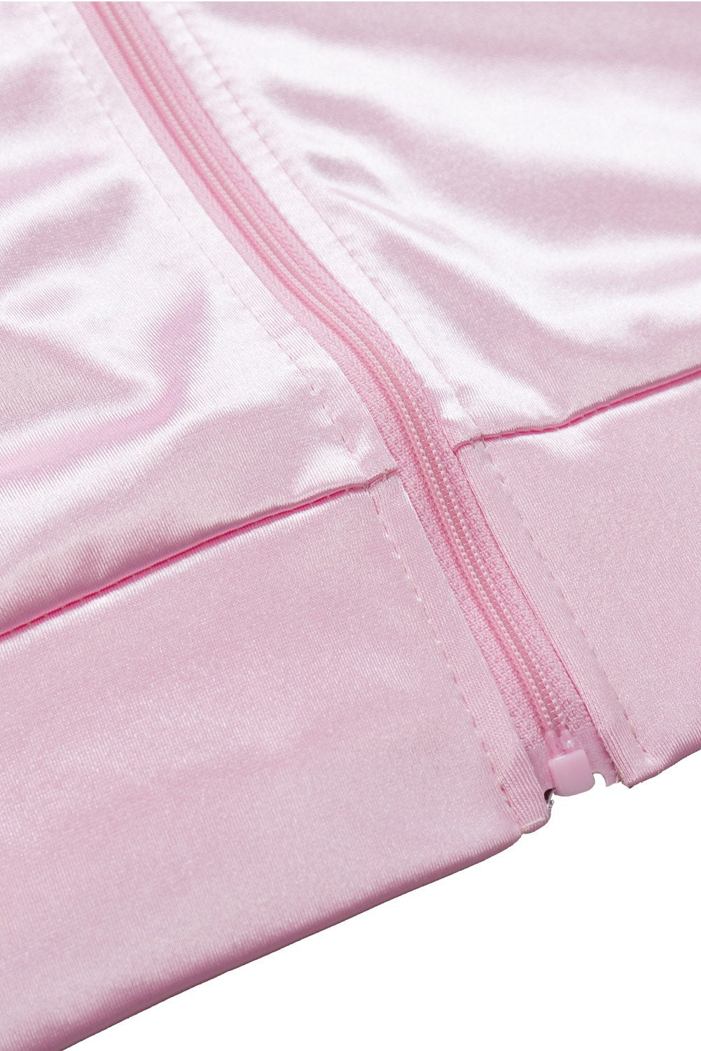 Women Ladies Costume 50s Sandy Pink Satin Jacket with Neck Scarf Halloween Costume Fancy Set,M