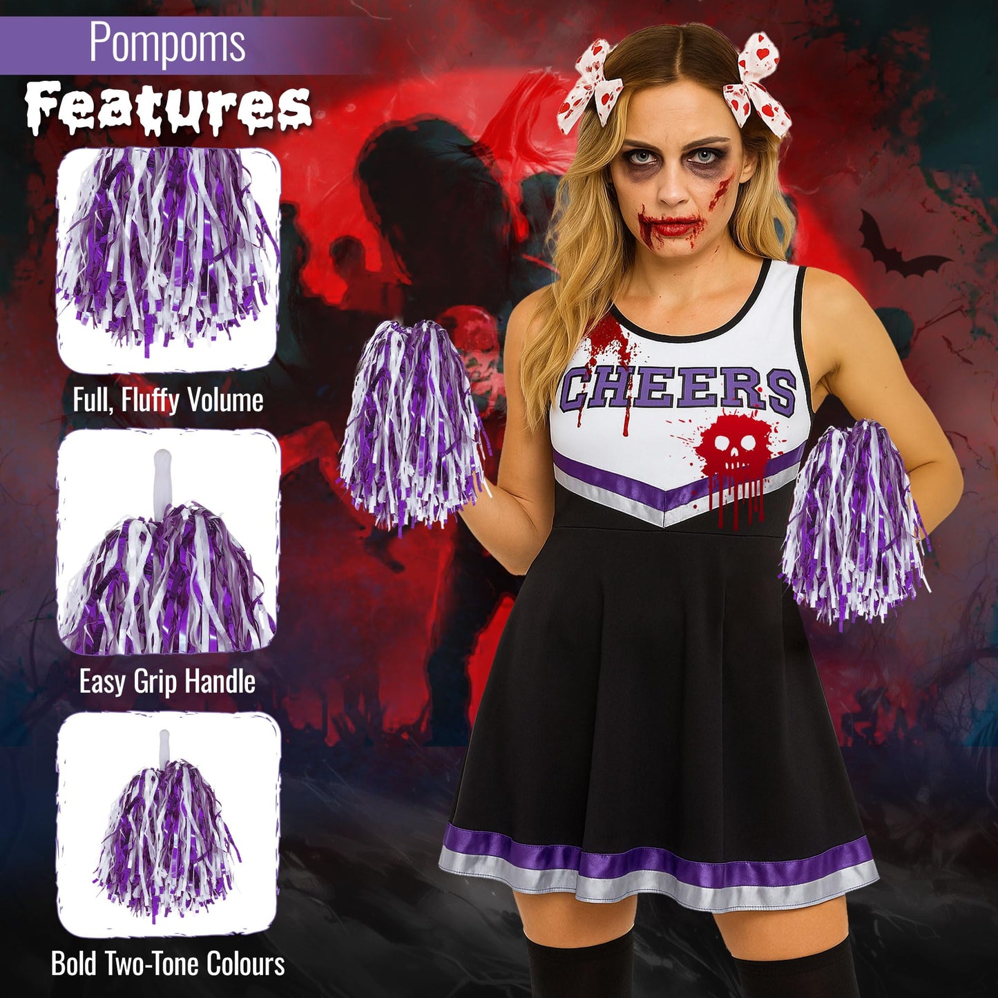 Zombie Cheerleader Halloween Costumes for Women - Dead Cheerleader (image 6)
