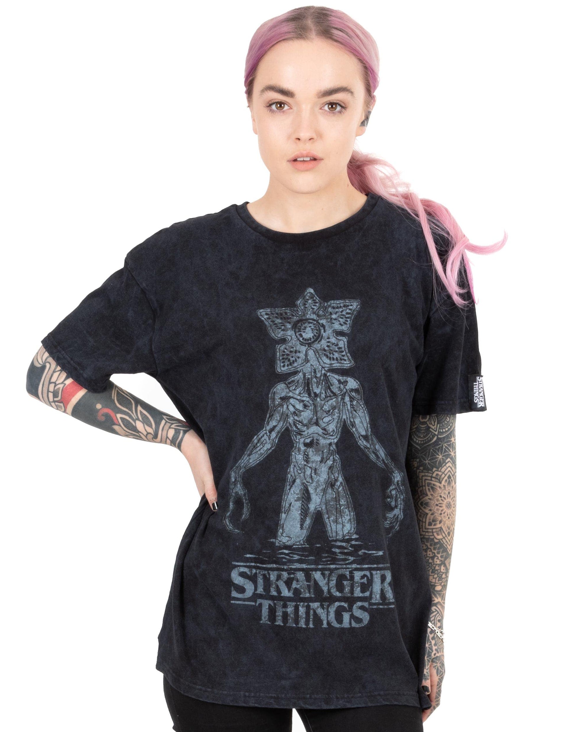 T Shirt for Women - Adults Charcoal Acid Wash Demogorgon Top