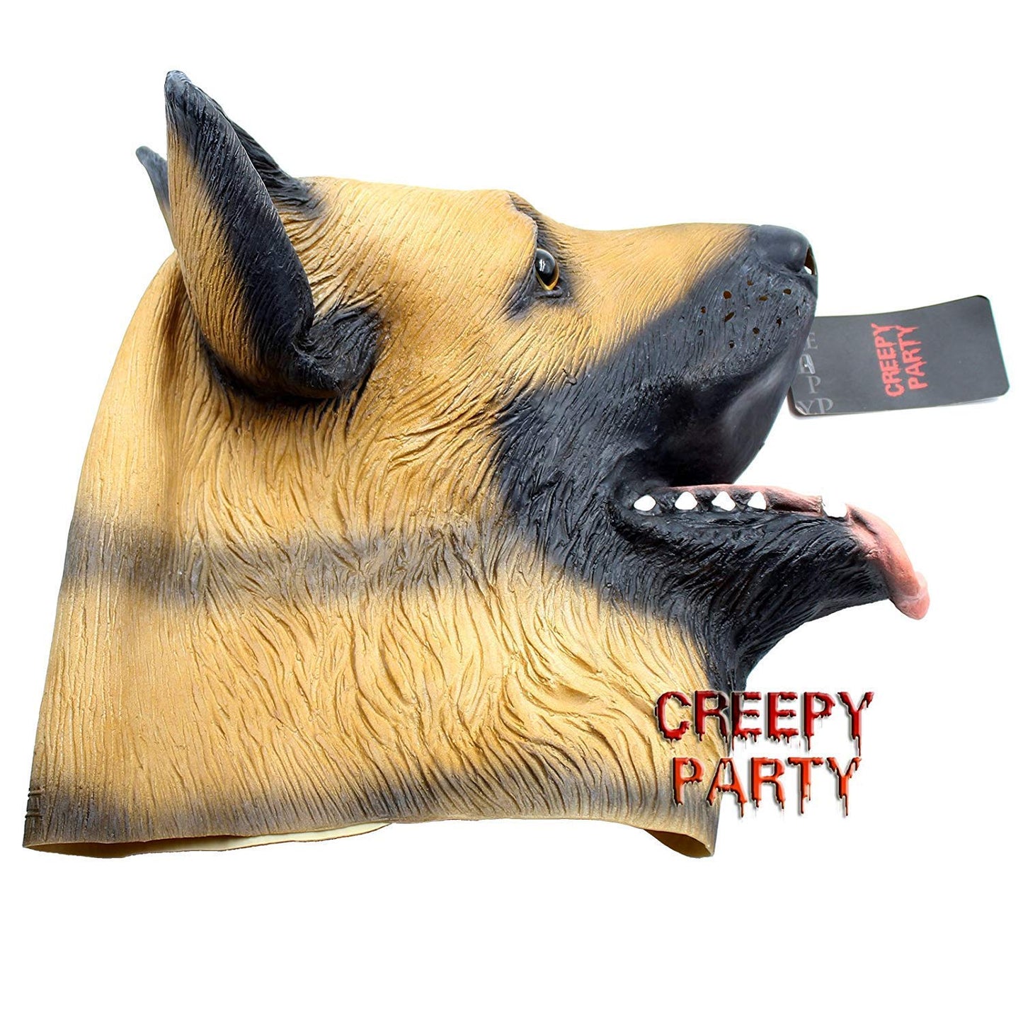 CreepyParty German Shepherd Dog Head Mask Latex Realistic Animal Head for Halloween Costume Party Carnival Cosplay