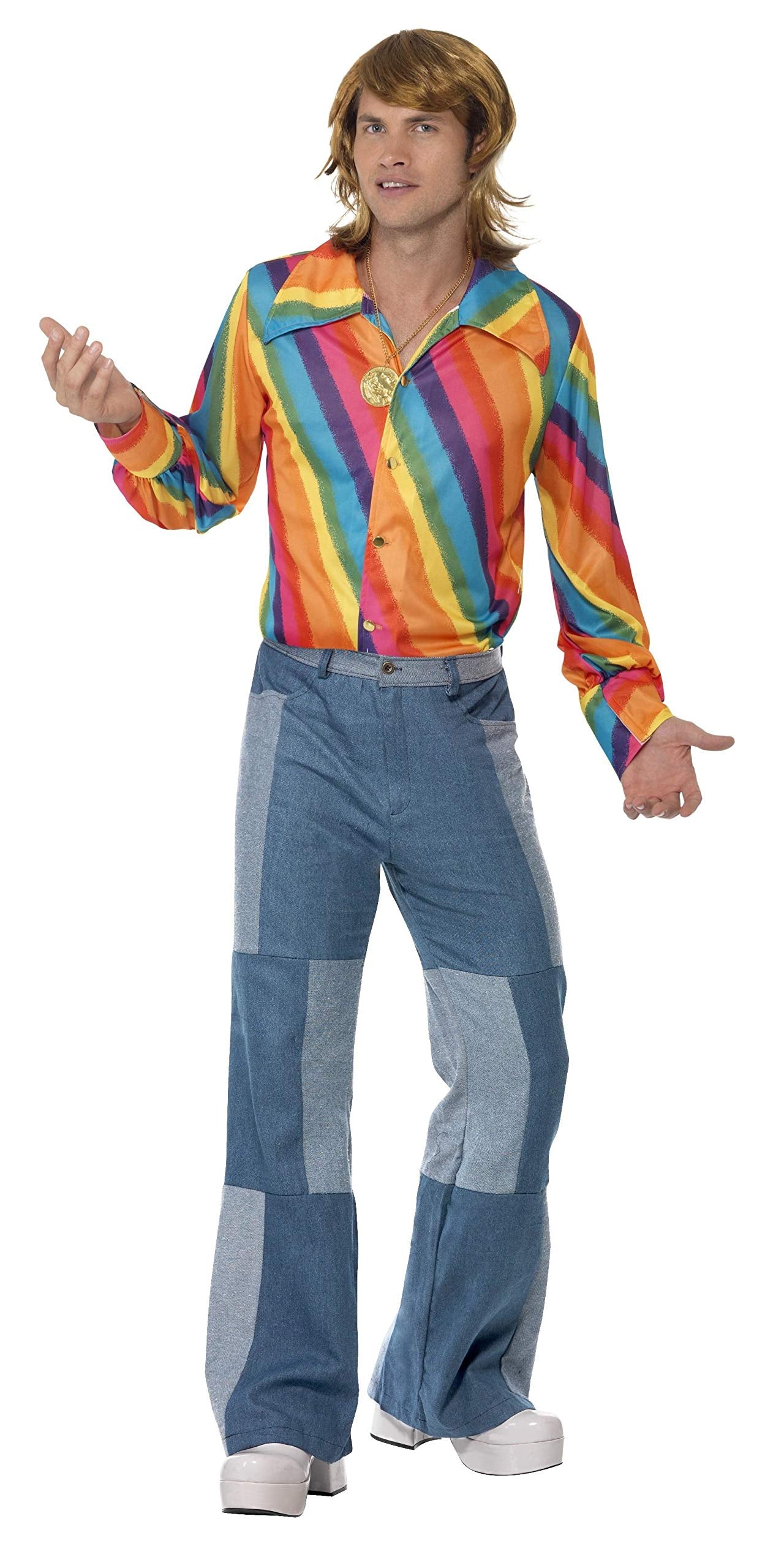Smiffys 1970s Colour Shirt, Rainbow, L - Size 42 inch-44 inch