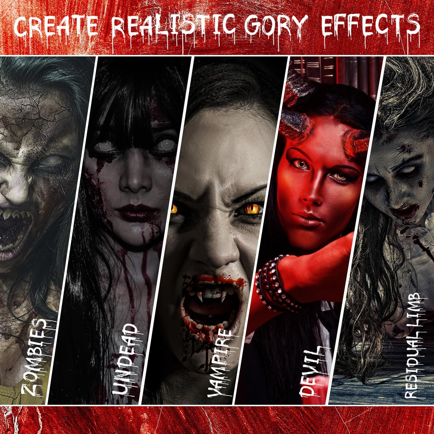 VIOLA HOUSE Halloween Special Effects Makeup, Christmas New Year Gift, 7 Colours Bruise Wound Face Body Paint + Scar Wax + Scar Oil + Liquid Latex + Fake Blood + Spatula + Stipple Sponge + Brush.