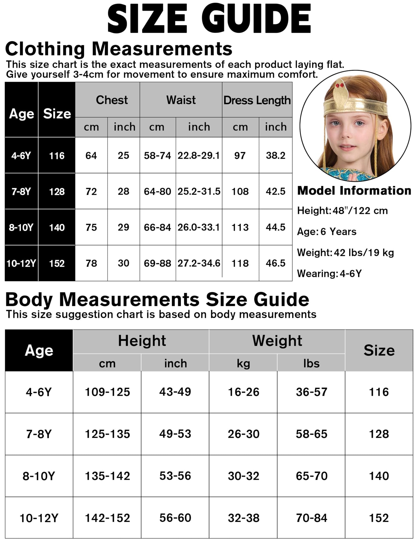 IKALI Girls Cleopatra Costume, 5 Pcs Egyptian Queen Dress Ancient Outfit for Kids Egyptian Girl World Book Day 8-10 Years