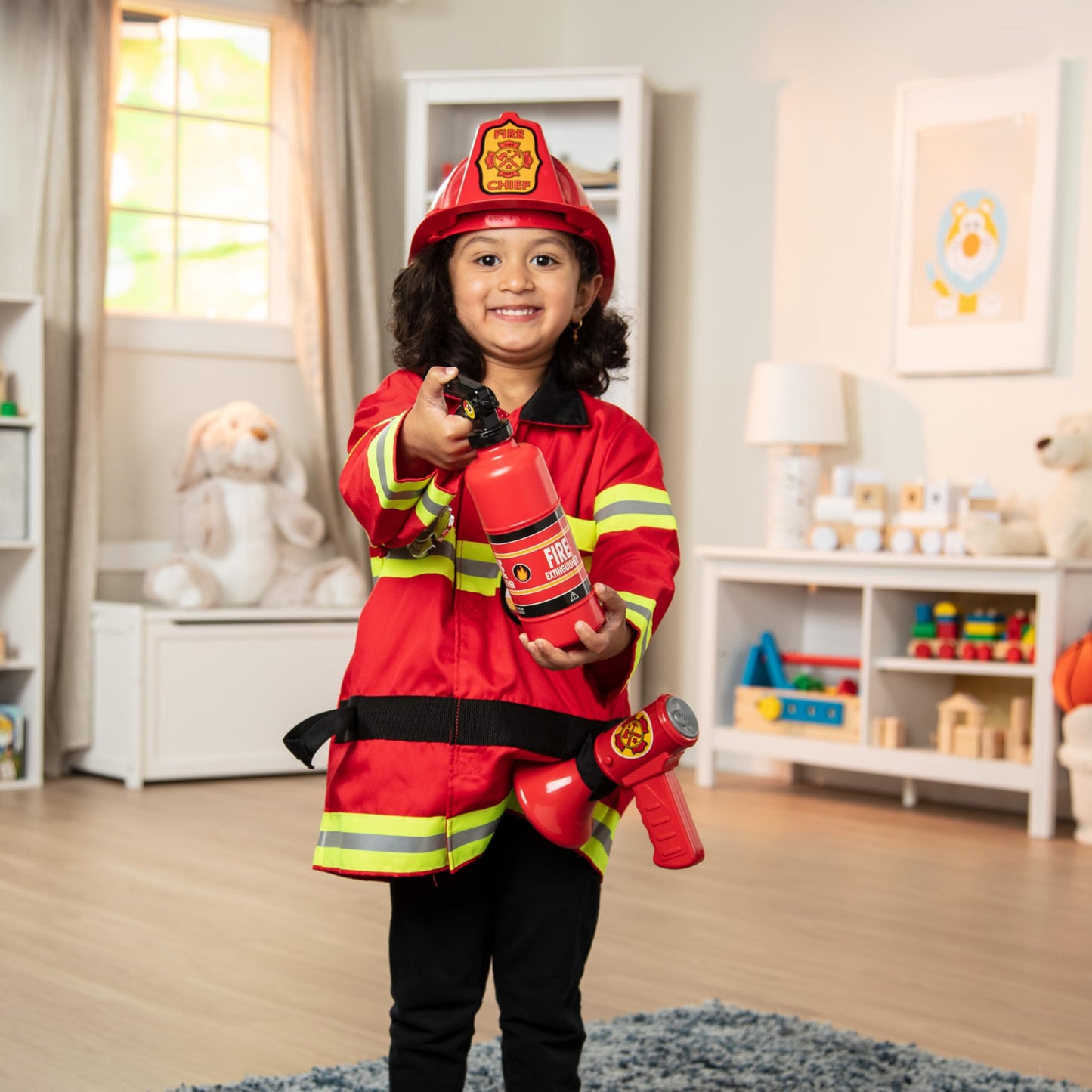 Melissa & Doug Kids Fireman Costume Role Play Toys | Fancy Dress for Children & Toddlers Halloween Costumes | Pretend Play Gifts for Kids Age 3 to 6