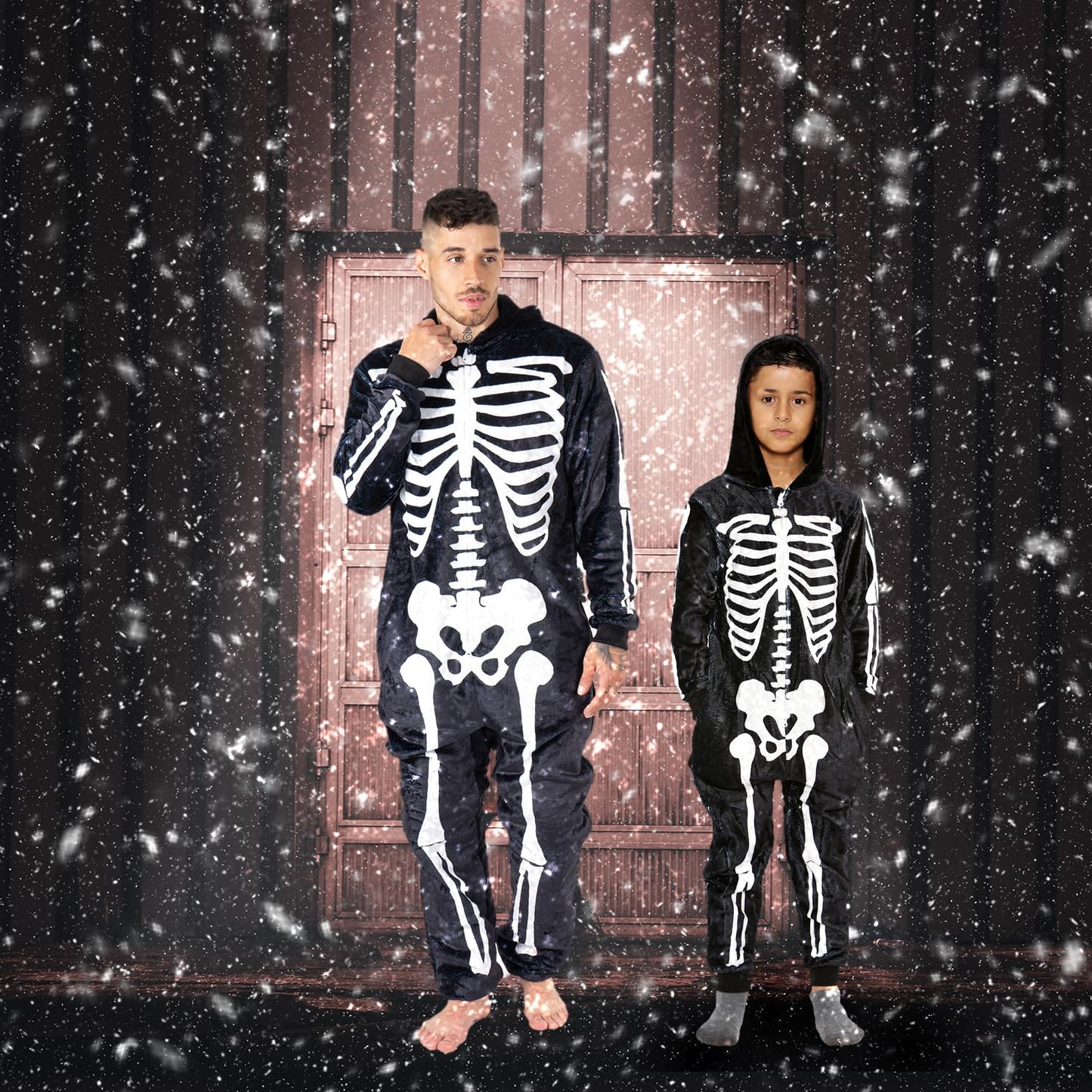 Onesie Halloween Costume - Unisex Skeleton and Shark Playsuit Adult