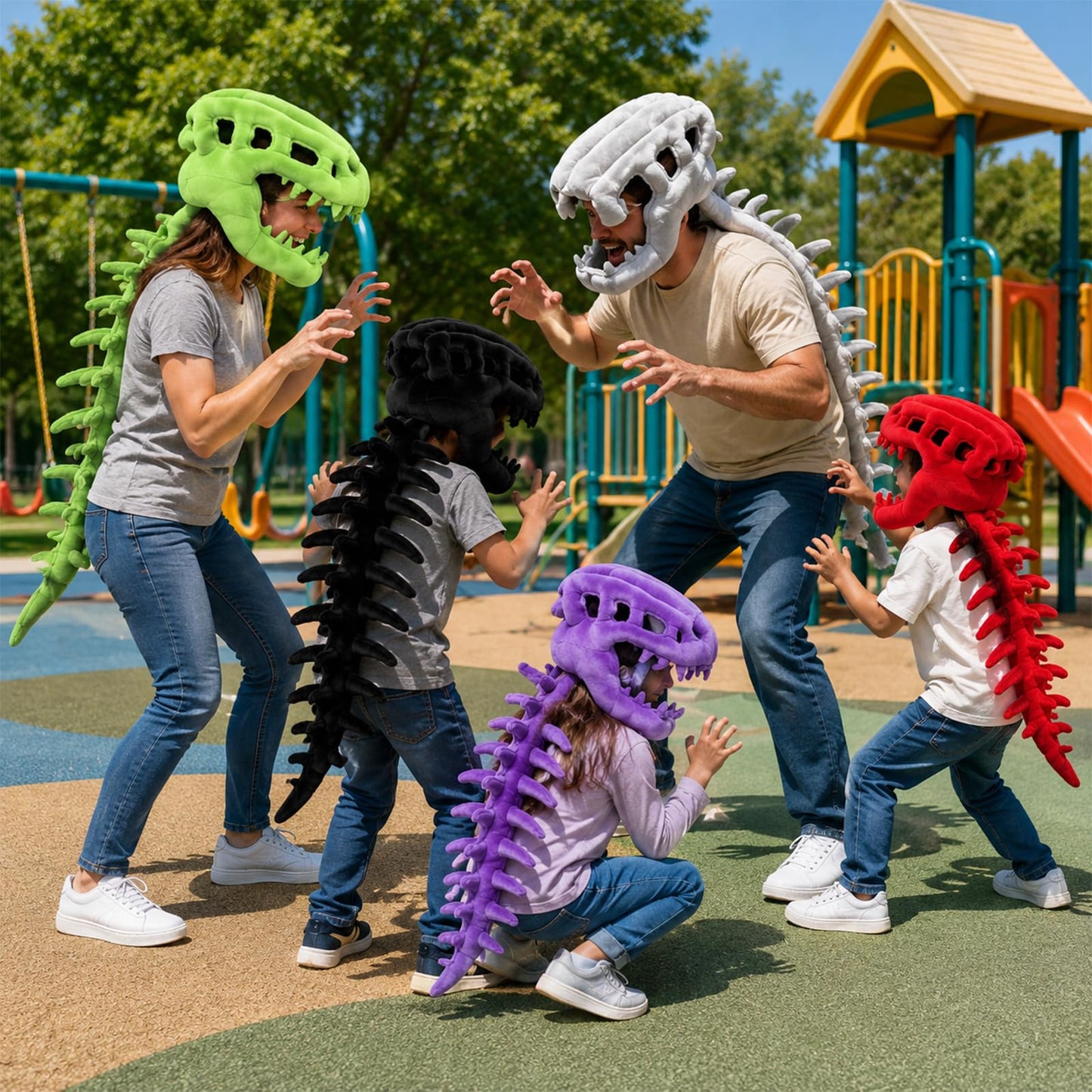 DVDVBOOM Dinosaur Skeleton Costume, Realistic Dinosaur Skeleton Costume, Wearable Soft Fossil Outfit, Plush Dinosaur Skull Headpiece And Spine Costume, Halloween Fun Dinosaur Costume for Cosplay
