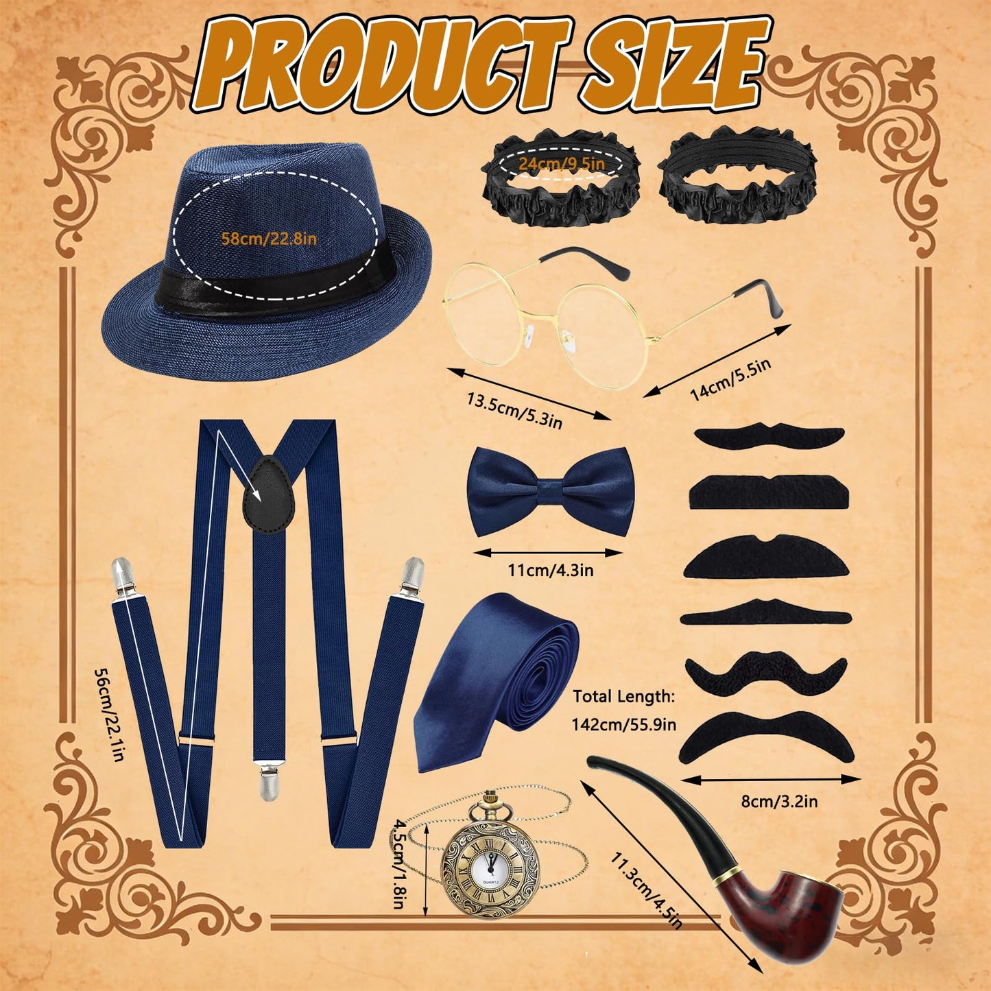 1920s Accessories for Men - Gentleman Fancy Dress Set with Hat