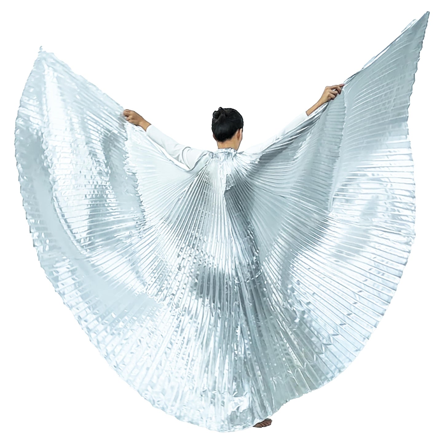 Women's 2 Sticks & Belly Dance Costume Angle Isis Wings (silver)