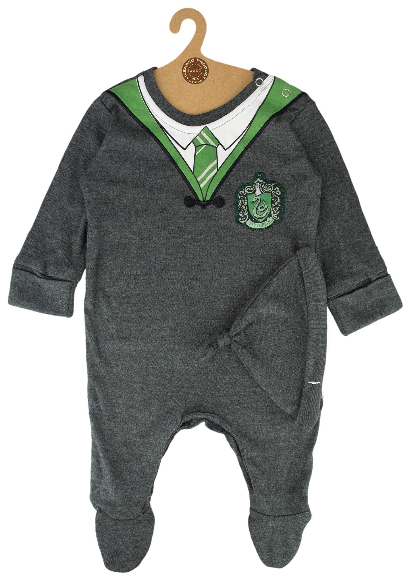 GWCC Licensed Harry Potter Baby Romper & Hat – Slytherin Baby Grow for Boys & Girls | Newborn Wizard Outfit, Infant Cosplay, Photoshoot & Halloween Costume Gift (3-6 Months)