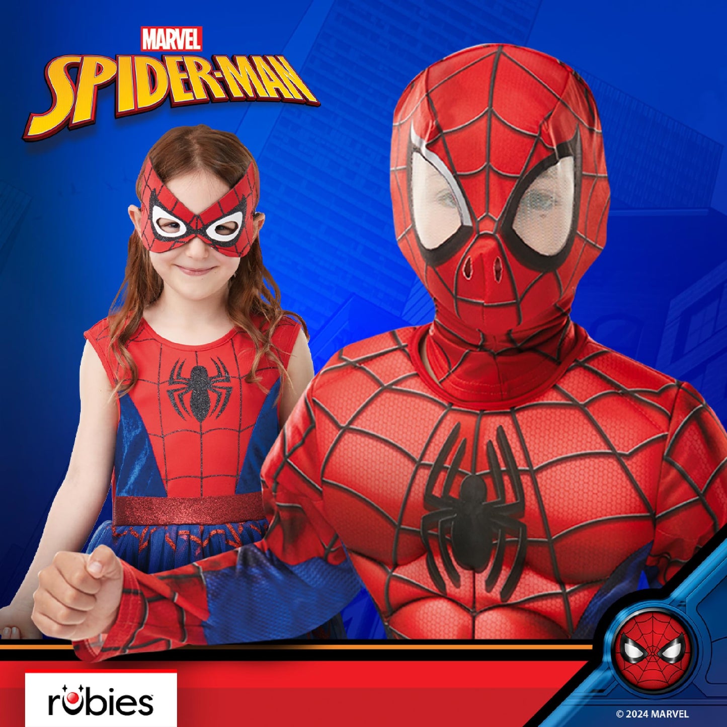 Rubies Official Marvel Spider-Man Flat Chest Classic Child Costume, Kids Superhero Fancy Dress, Age 5-6 Years Halloween
