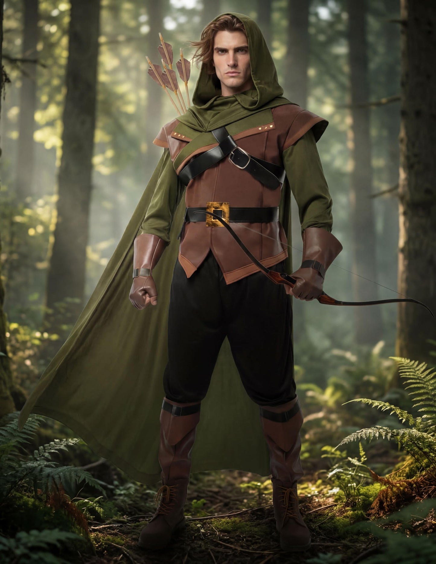 Renaissance Robin Hood Deluxe Men Costume Set Made of Leather