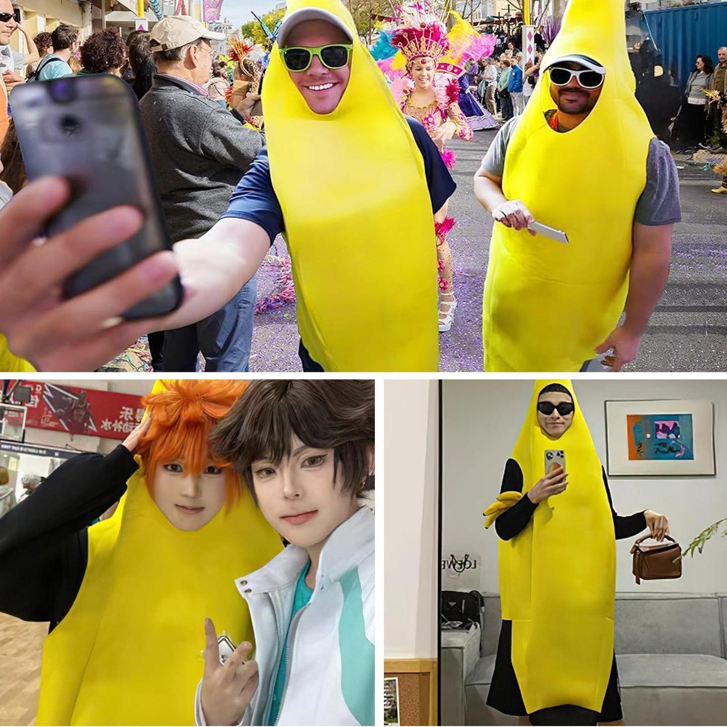 JBLJDWD Banana Costume, Adult Halloween Costumes, One Size Fits Most, Lightweight and Comfortable Banana Costume Adult, Easy to Wear and Remove Funny Costume for Adults