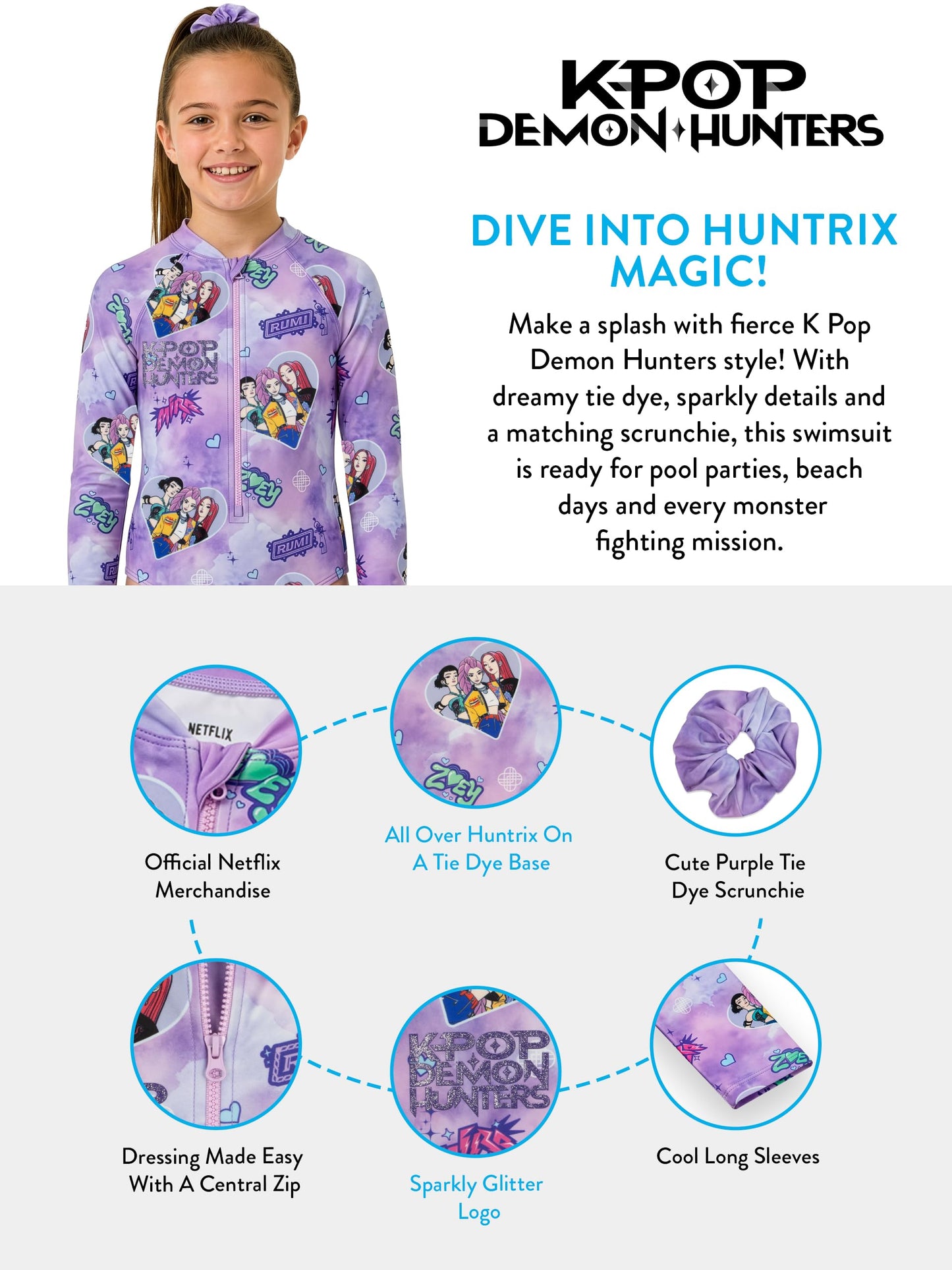 Swimsuit - Girls Swimming Costume - Huntrix Girls Swimming Costumes