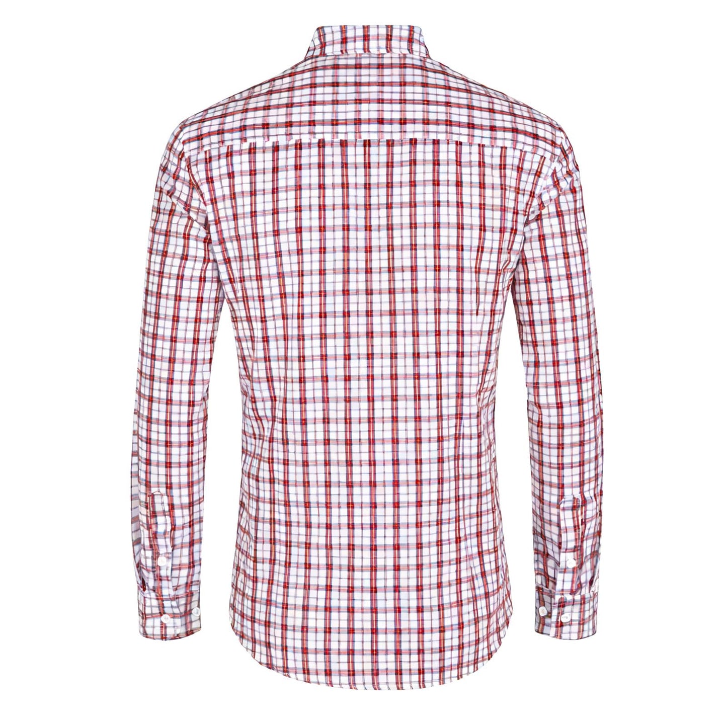 Dybycit Men's Shirts Checked Long Sleeve Casual Shirt Regular Fit Oktoberfest Plaid Shirts White Red