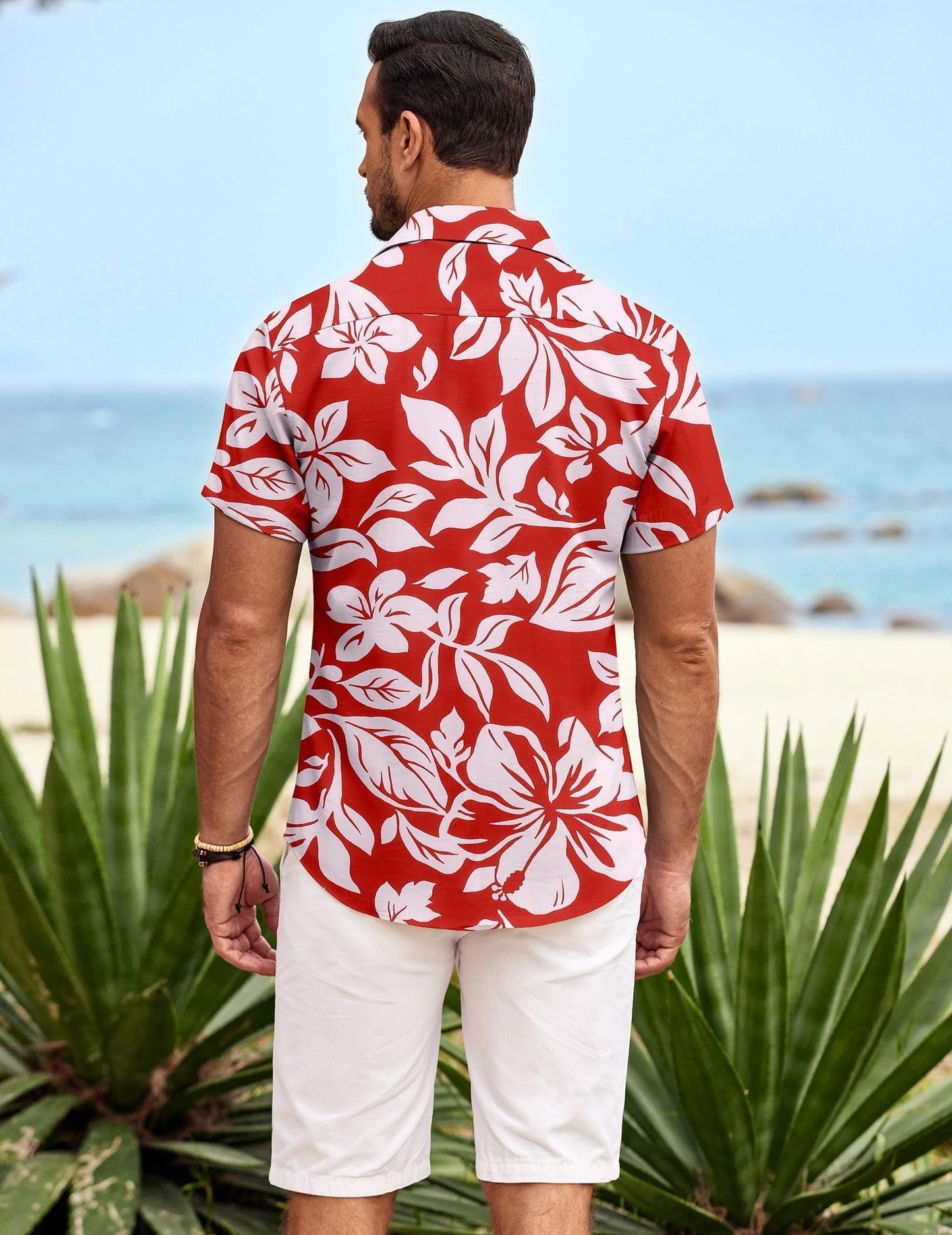 Hawaiian Shirts for Men Short Sleeved Summer Casual Holiday Floral