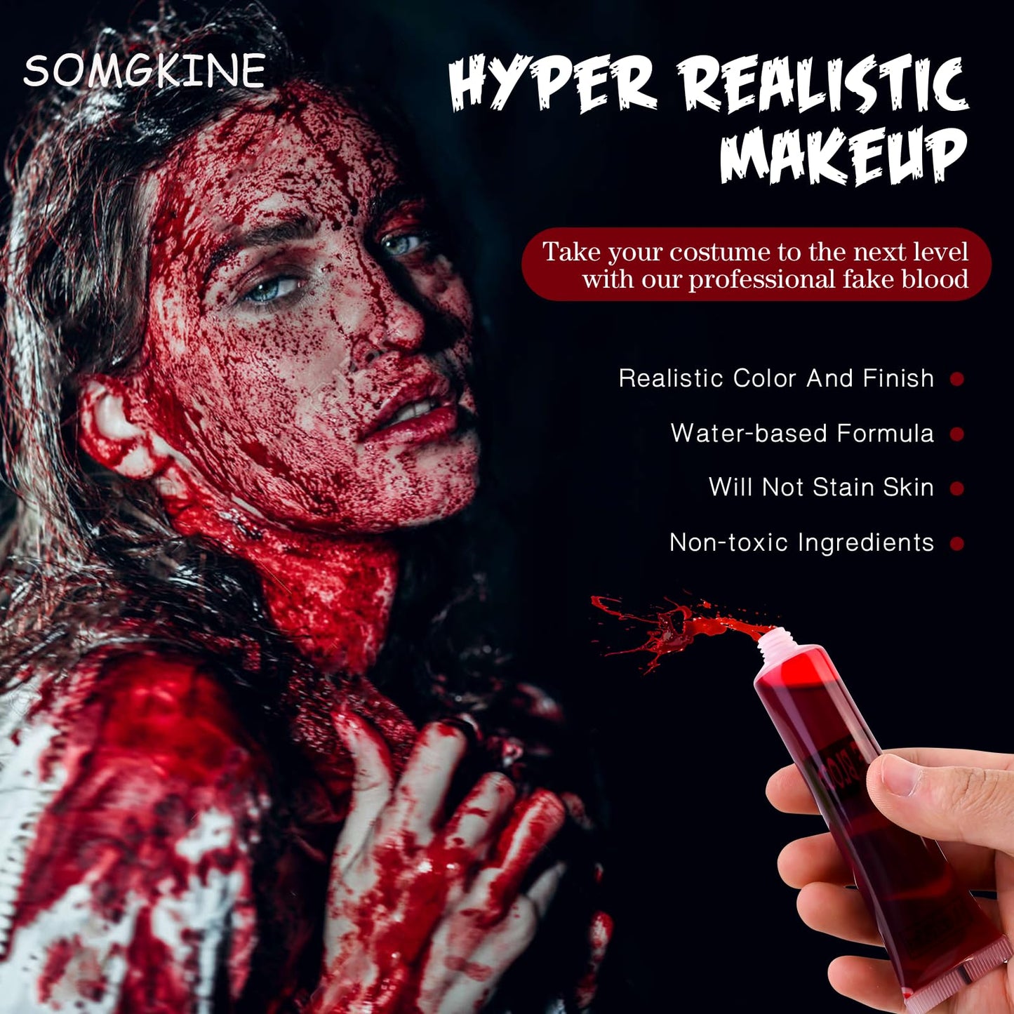 Halloween Makeup Set, Black + White Face & Body Paint, Scar Wax SFX Makeup Kit Washable Fake Blood, Halloween Face Body Paint Oil Sfx Makeup Set, for Halloween Cosplay, Fancy Dress Festivals