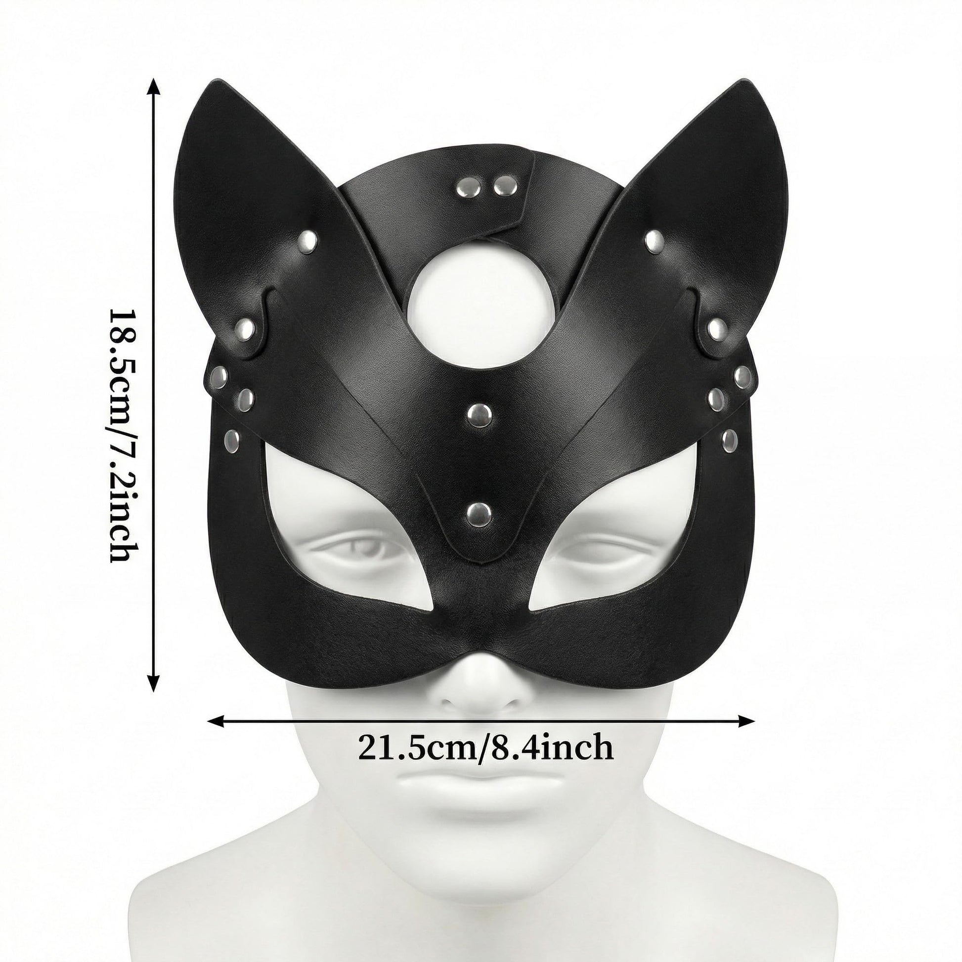 Black Cat Mask for Women - Sexy PU Leather Fox Masquerade Mask (image 2)
