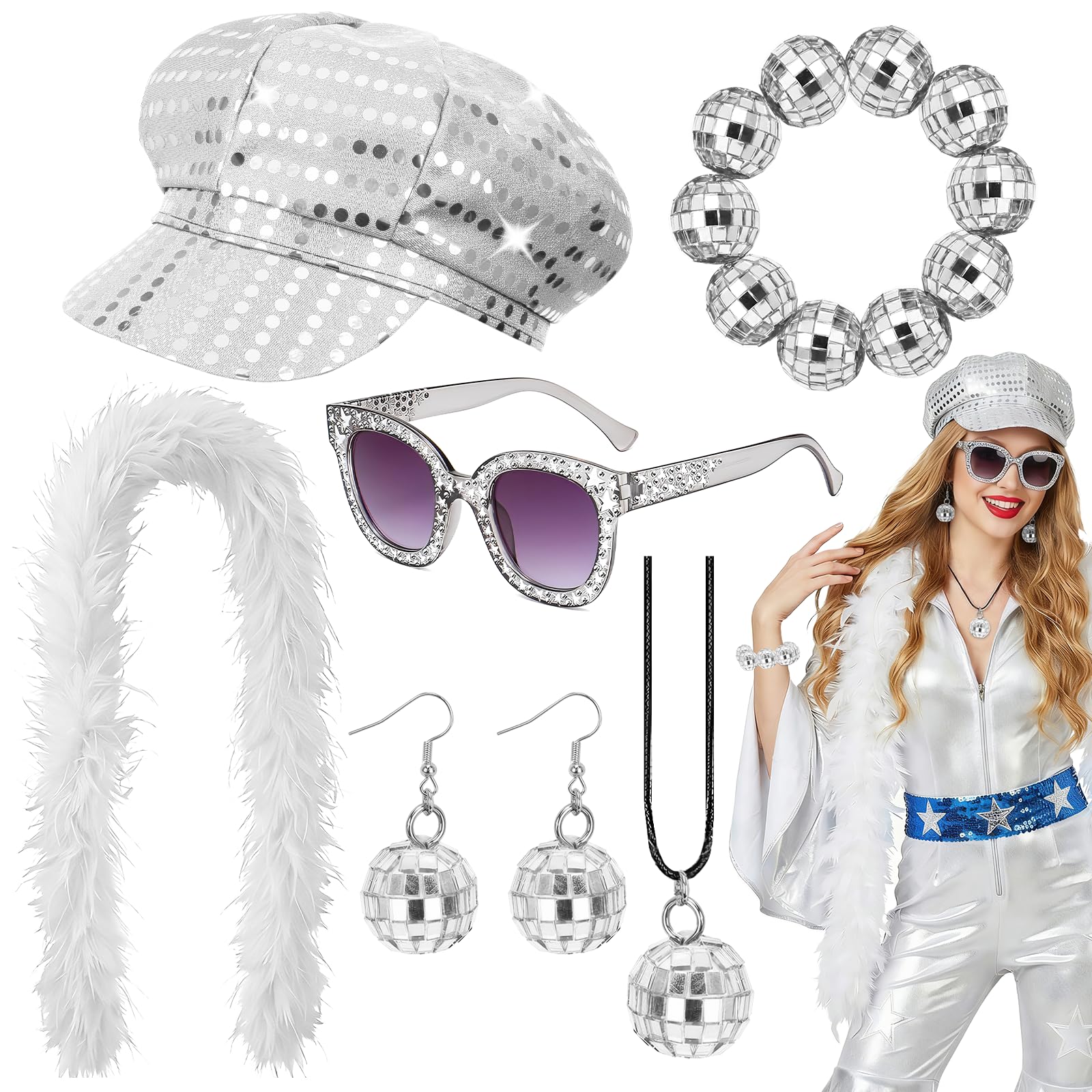 Disco Fancy Dress Accessories Set for Adults - 70s Disco Costume