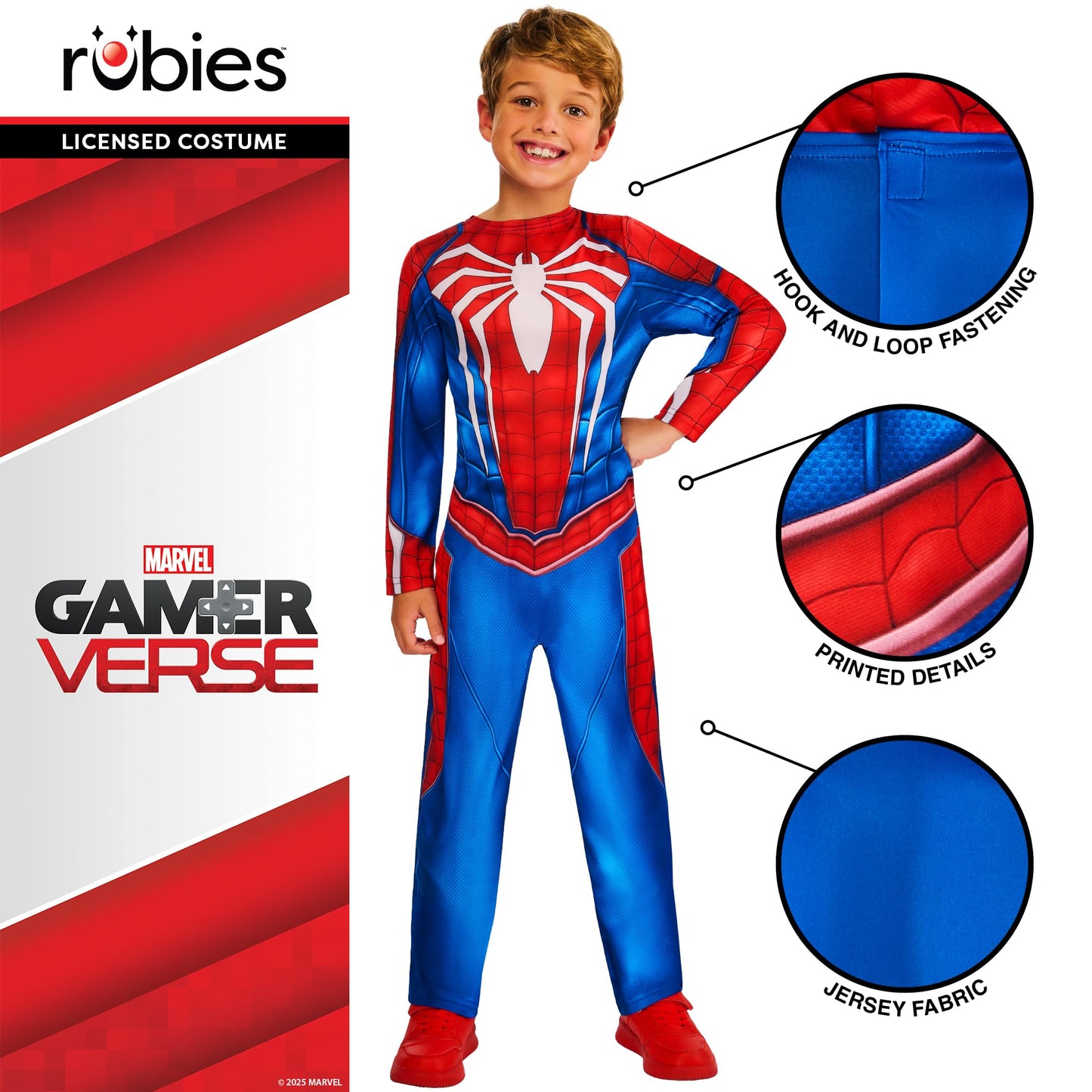 Rubies Official Disney Spiderman Gamerverse Child Costume, Kids Superhero Fancy Dress, Size Age 7-8 Years Halloween