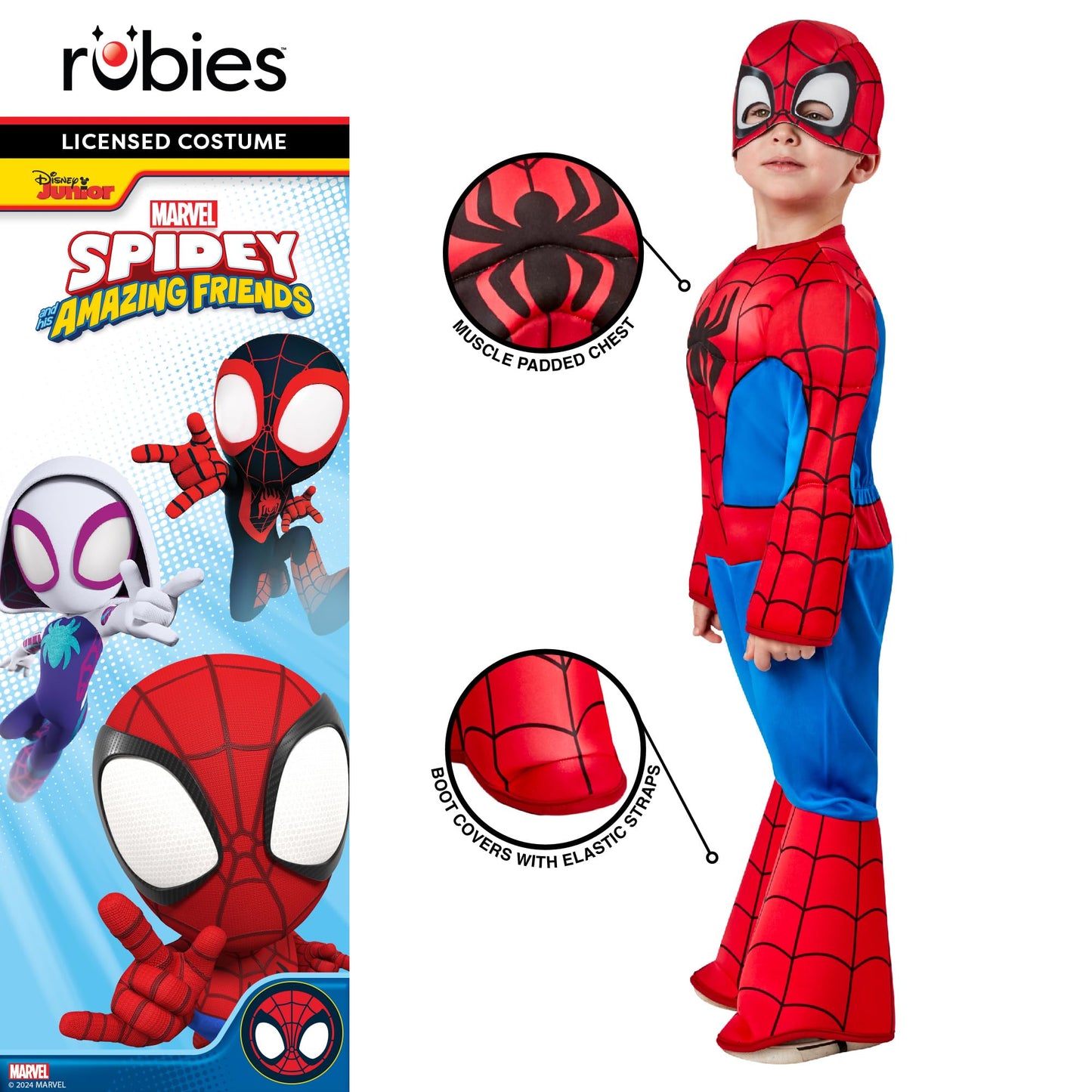 Rubies Official Marvel Spidey and His Amazing Friends Spider-Man Deluxe Toddler Costume, Kids Fancy Dress, Size 2-3 Years