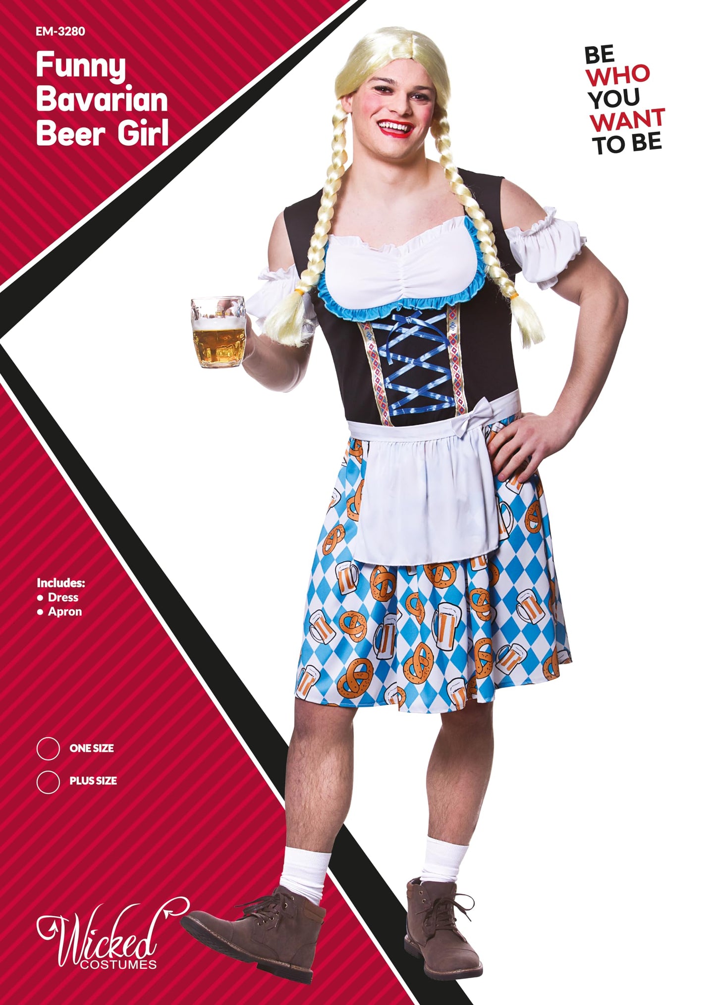 Wicked Costumes Adult Mens Funny Bavarian Beer Girl Fancy Dress Costume - Standard Size