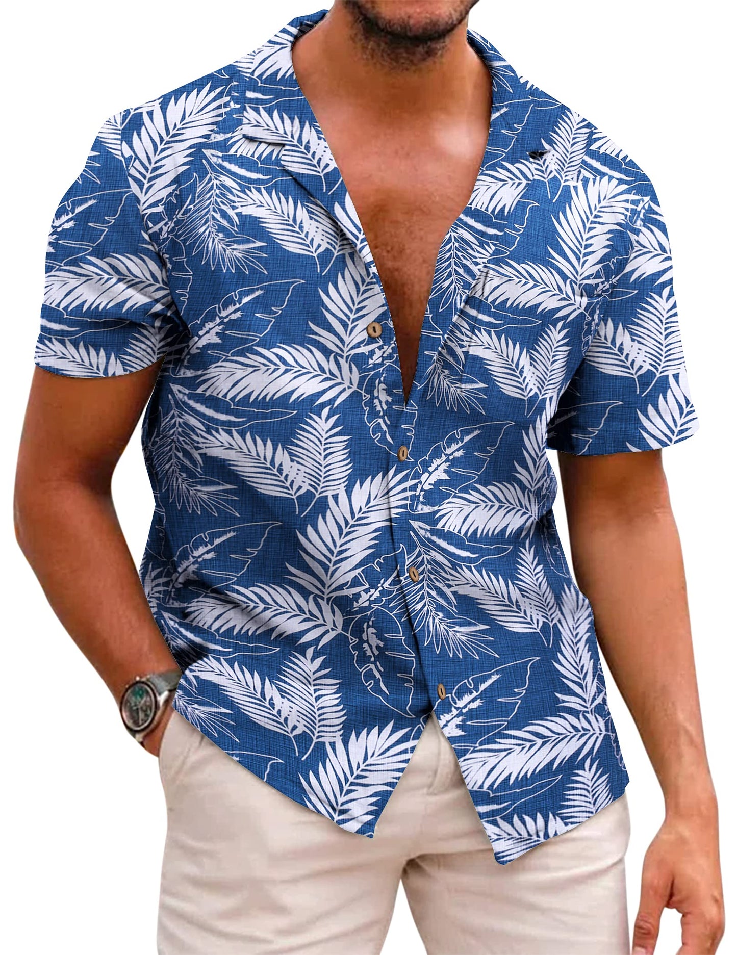 Hawaiian Shirt for Men Floral Beach Short Sleeve Shirt Mens Button