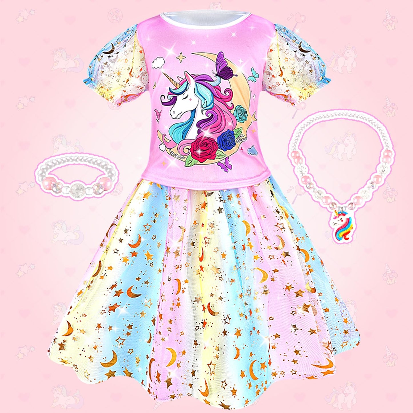 Dreamon Princess Costumes for Girls 5 Sets Princess Dress Up for Kids Fancy Dress Toddler Clothes for 3 4 5 6 Years Old Girls Christmas Birthday Carnival Gifts