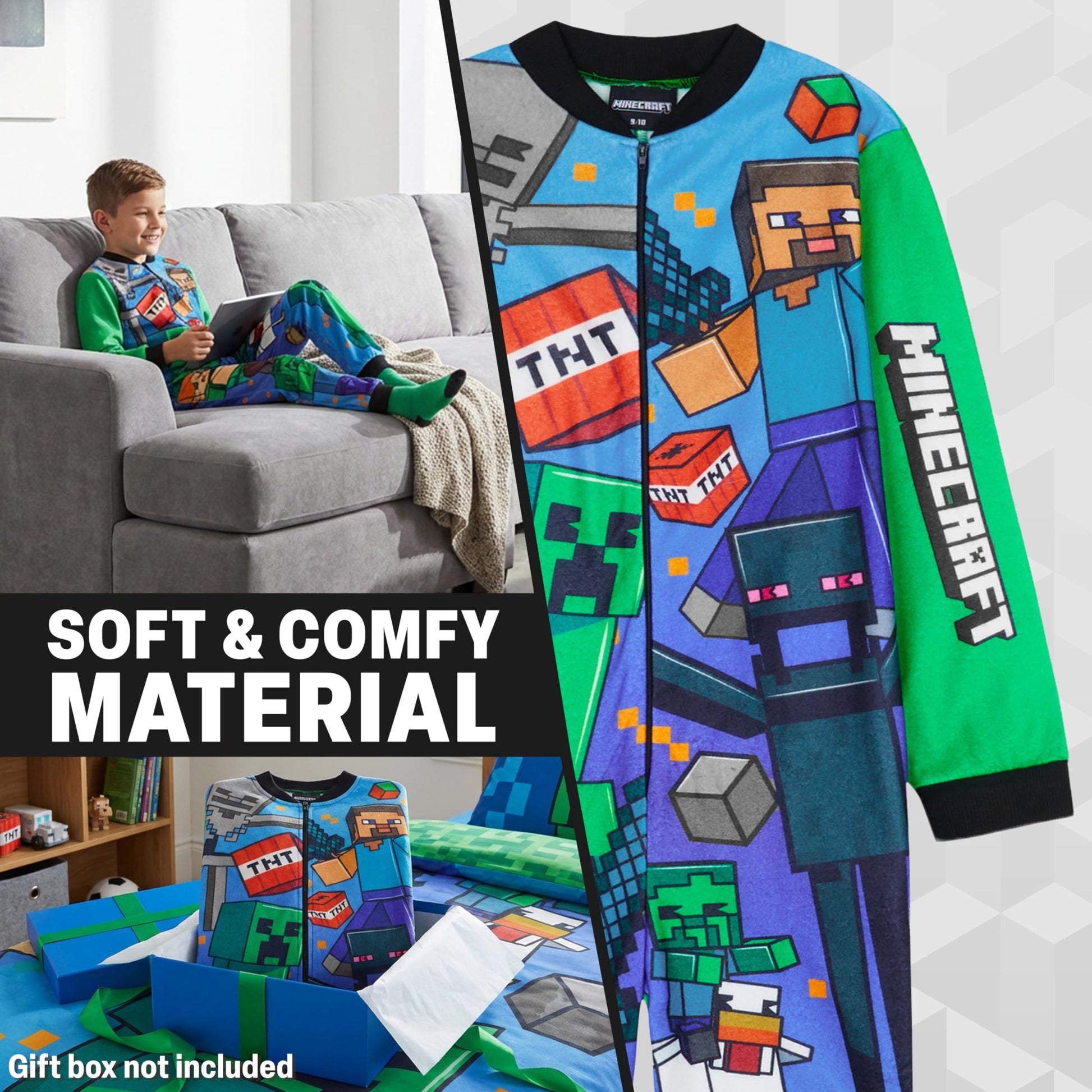 Minecraft Onesies for Boys & Teens Yrs - Long Sleeved Fleece (image 4)