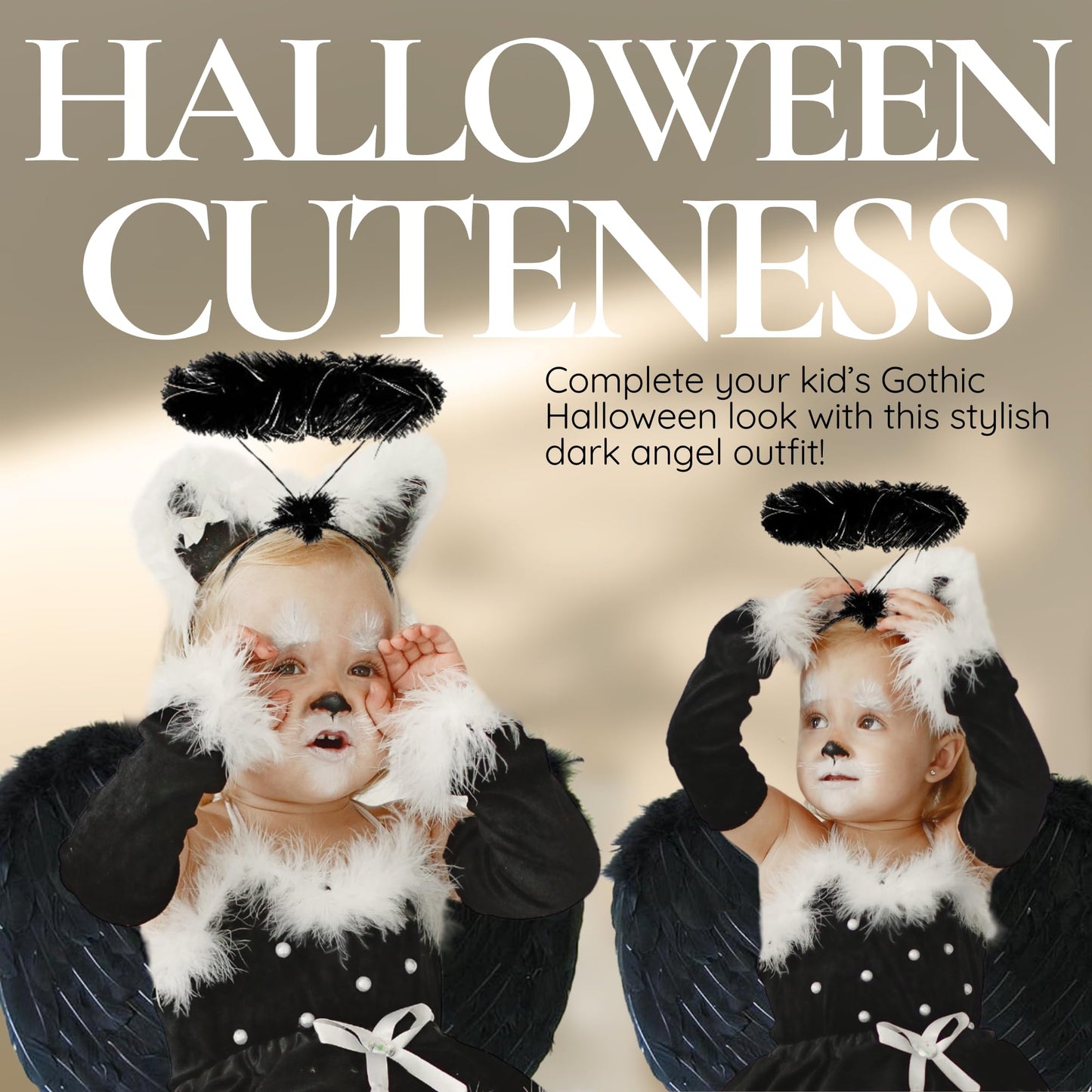 Kids Angel Wings and Halo with Tutu Skirt Halloween Costumes for Girls - Childrens Angel Wings Halo and Tutu Skirt - Christmas Fairy, Devil Accessories or Fallen Halloween Outfits for Girls