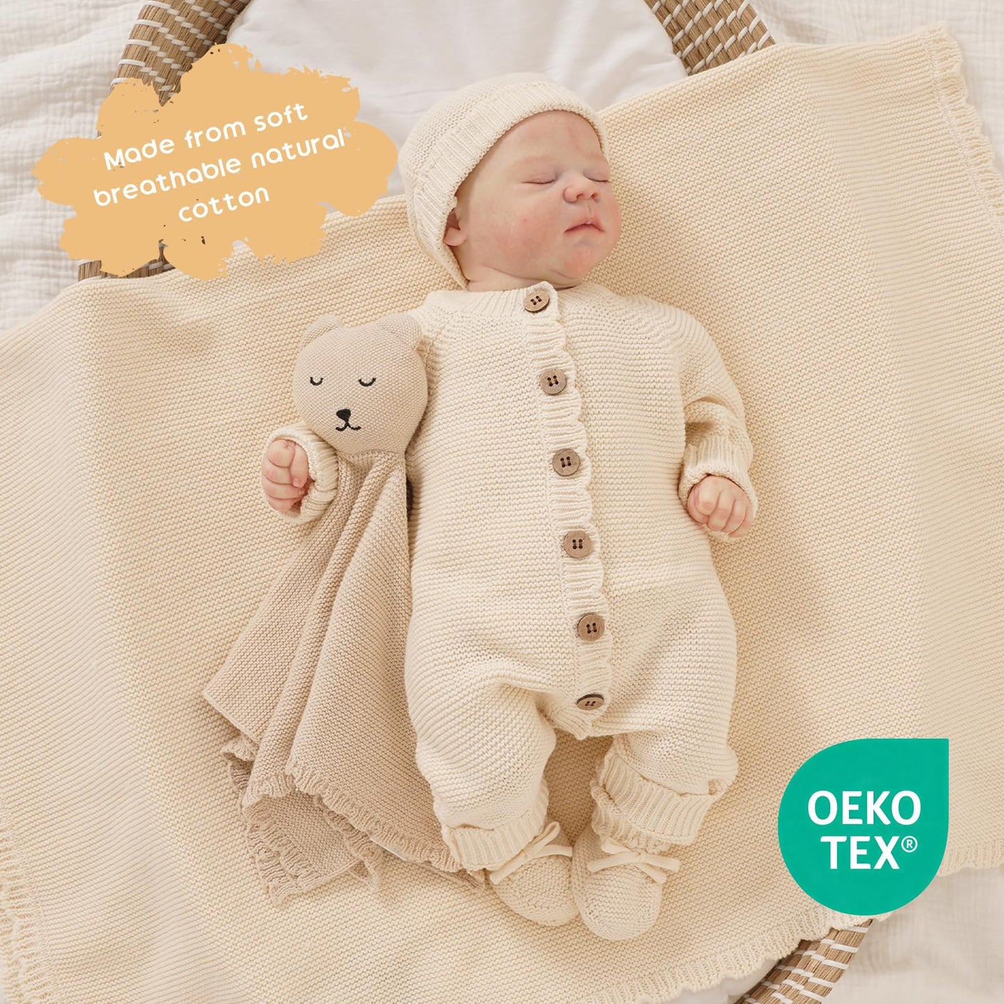 Avibae Knitted Baby Romper Cotton Long Sleeve Outfit for Newborn Infant Boys Girls Babygrow