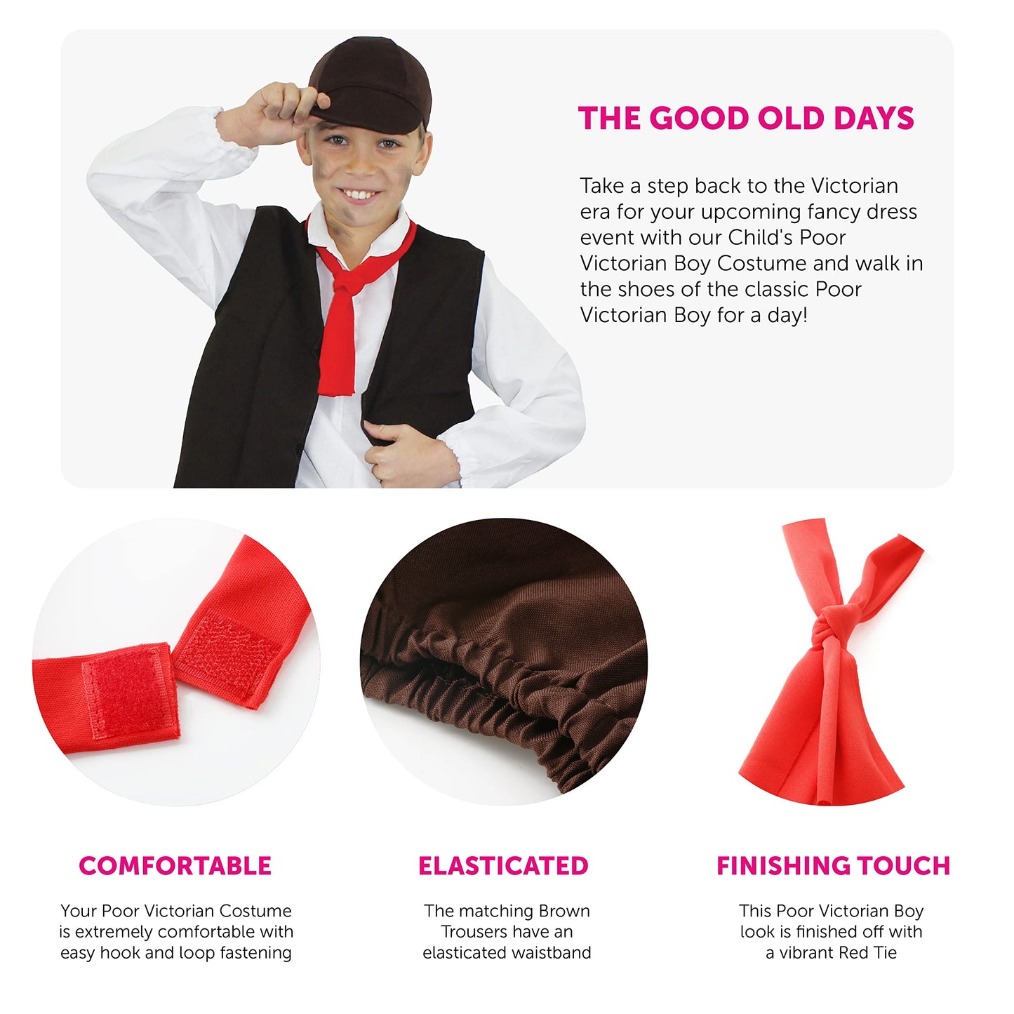 Victorian Costume for Boys - XLarge - Scrooge or Oliver Twist Fancy Dress - Victorian Pauper - World Book Day Street Urchin Boy Outfit - Historical Dress