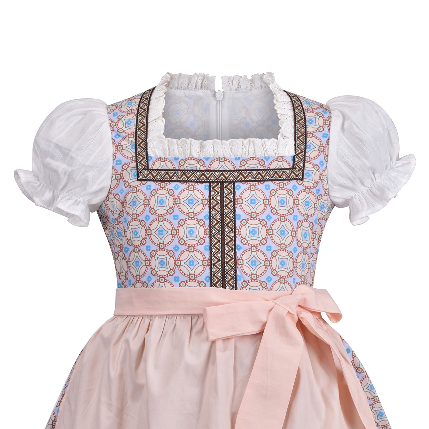 Sunny Fashion Girl Dress Pink German Dirndl Oktoberfest Beer Outfit with Apron Bavarian Festival Age 7 Years