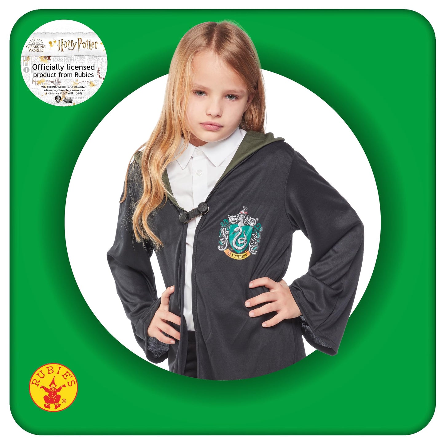 Rubies 884254M Slytherin Robe Costume Harry Potter Fancy Dress, Boys, Multicolour, M Halloween