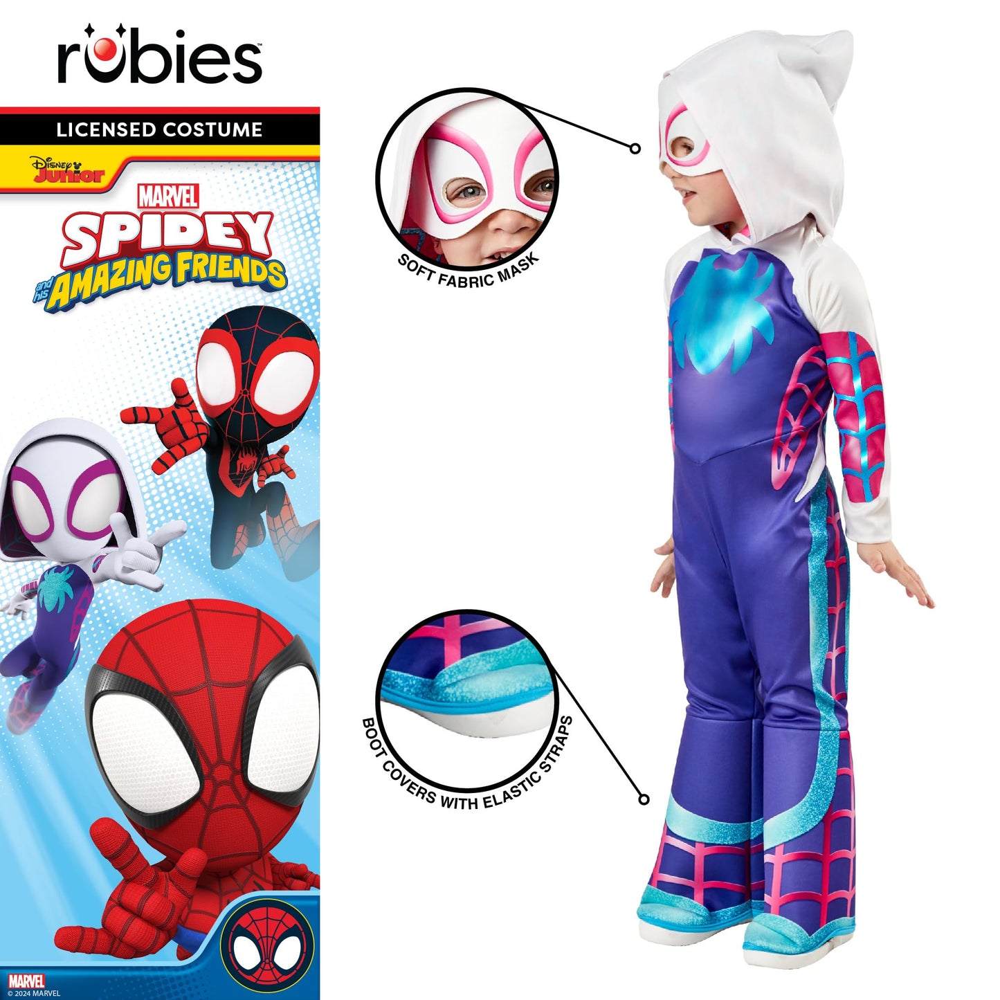 Rubies Official Marvel Spidey and his Amazing Friends Ghost Spider Deluxe Toddler Costume, Age 3-4 Years Halloween Halloween