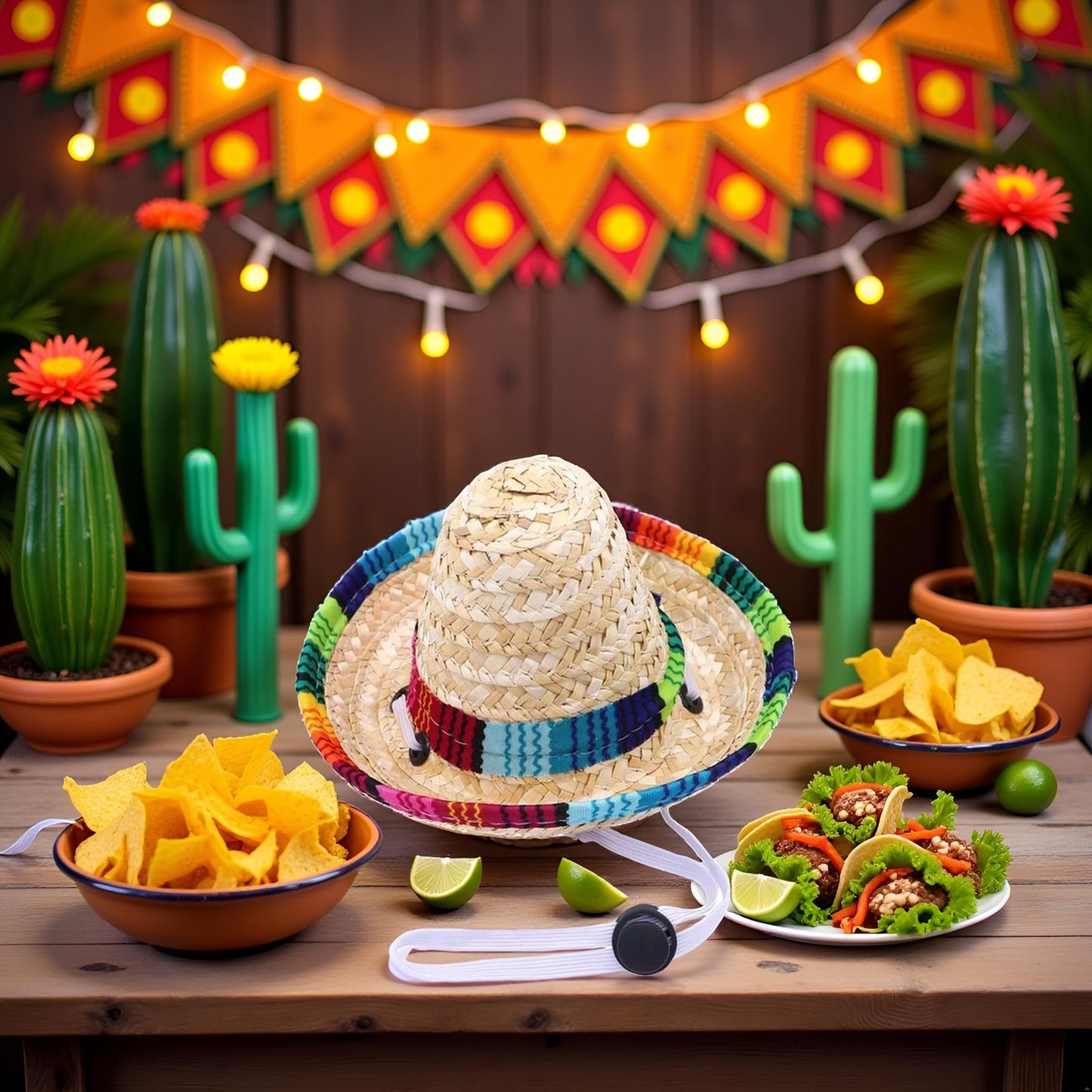 Funny Dog Sombrero Hat - Mexican Party Costume - Adjustable