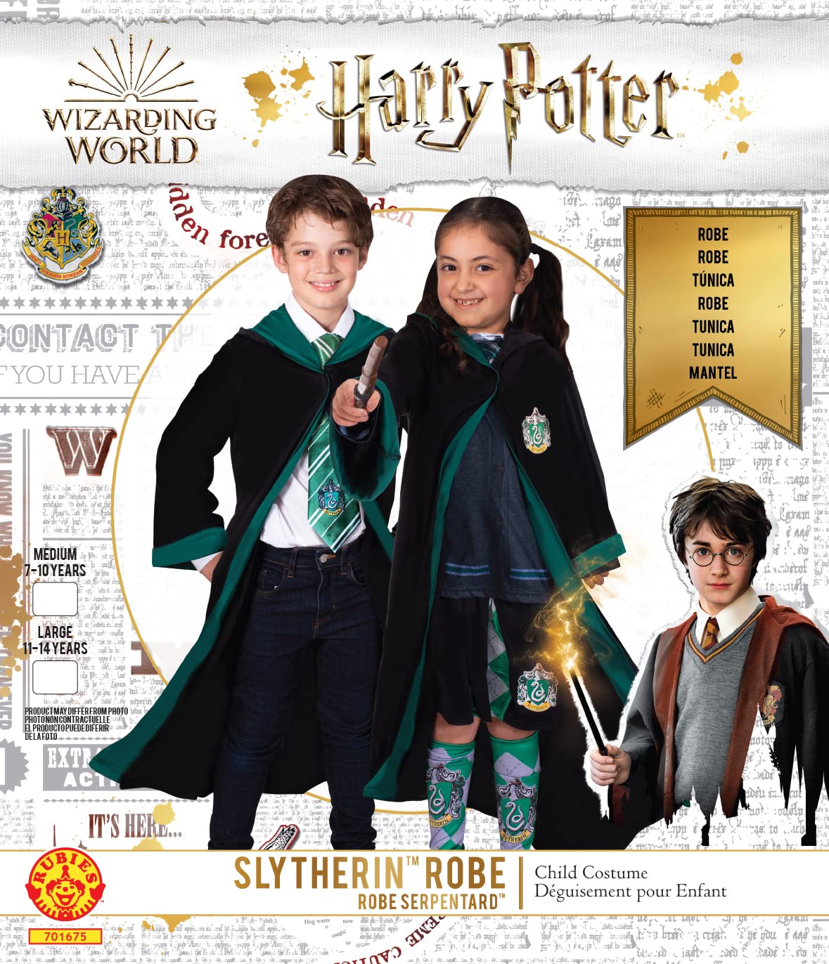 Rubie's H-701675L Déguisement Serpentard Harry Potter Costume, Slytherin Cape, 11-14 Jahre