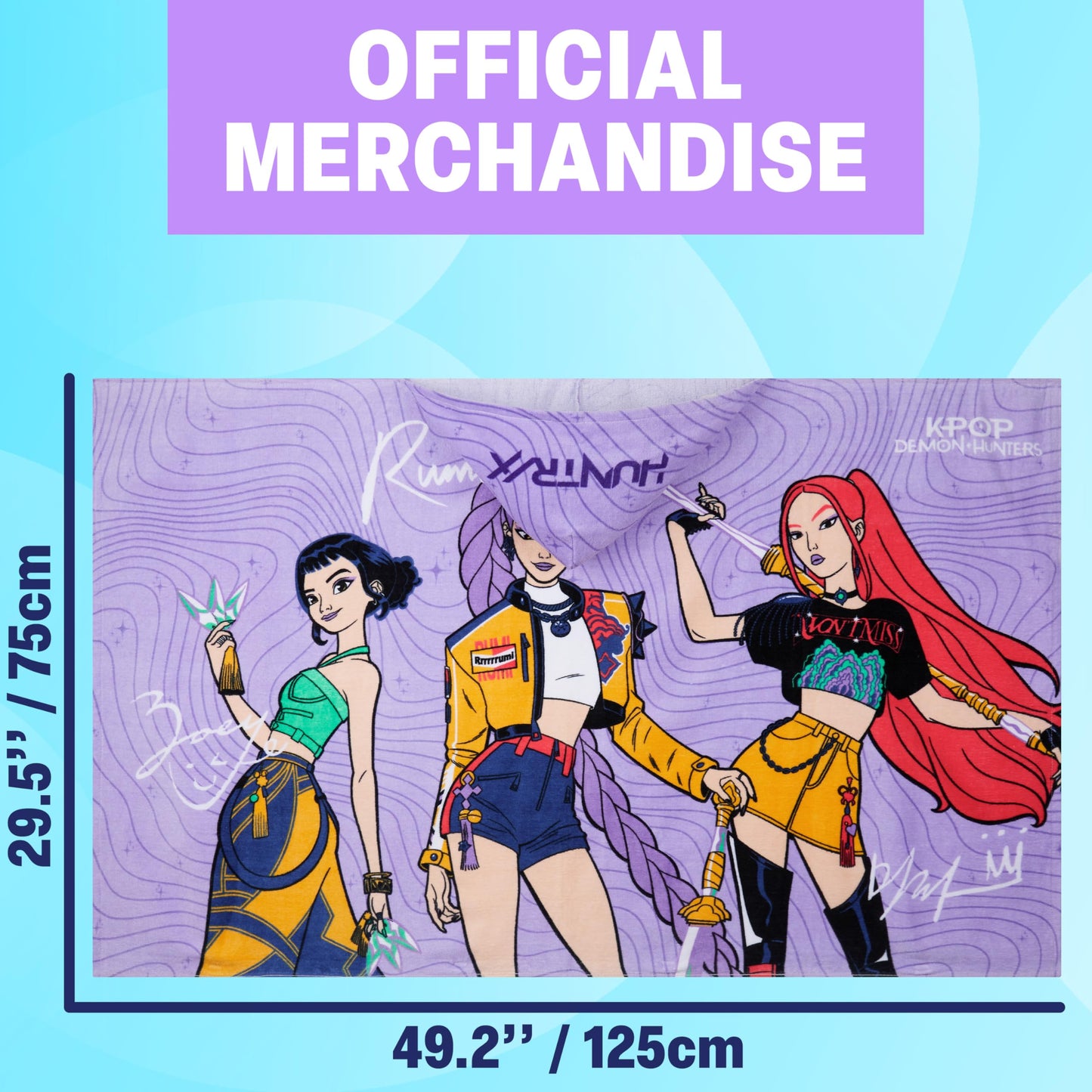 KPop Demon Hunters Huntrix Hooded Towels for Girls - Cotton Bath