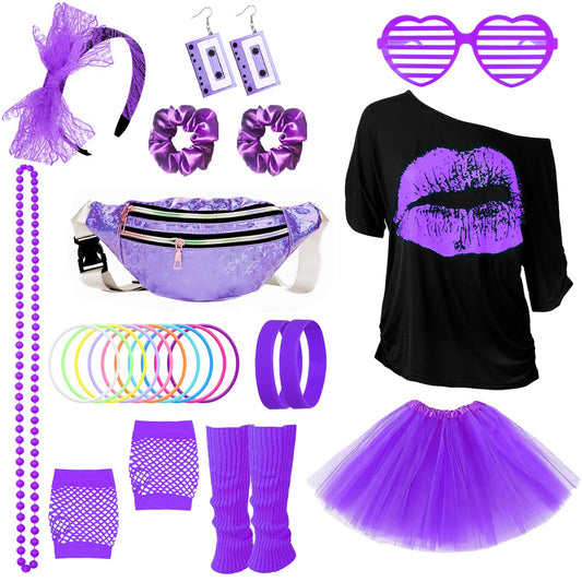 80s costume outfits accessories set for women 1980s fancy dress