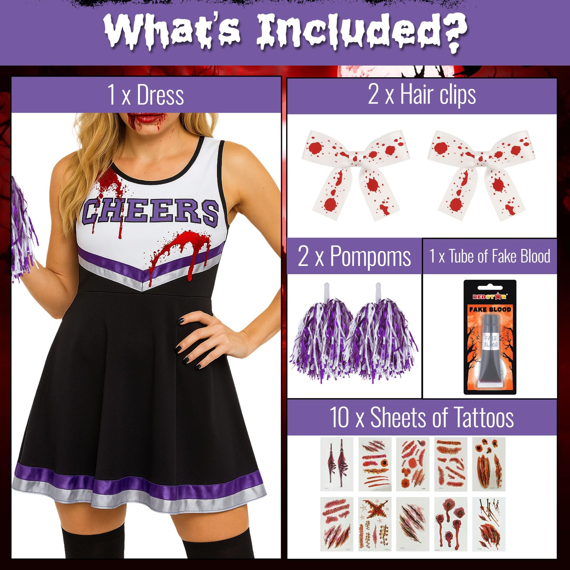 Zombie Cheerleader Halloween Costumes for Women - Dead Cheerleader (image 3)