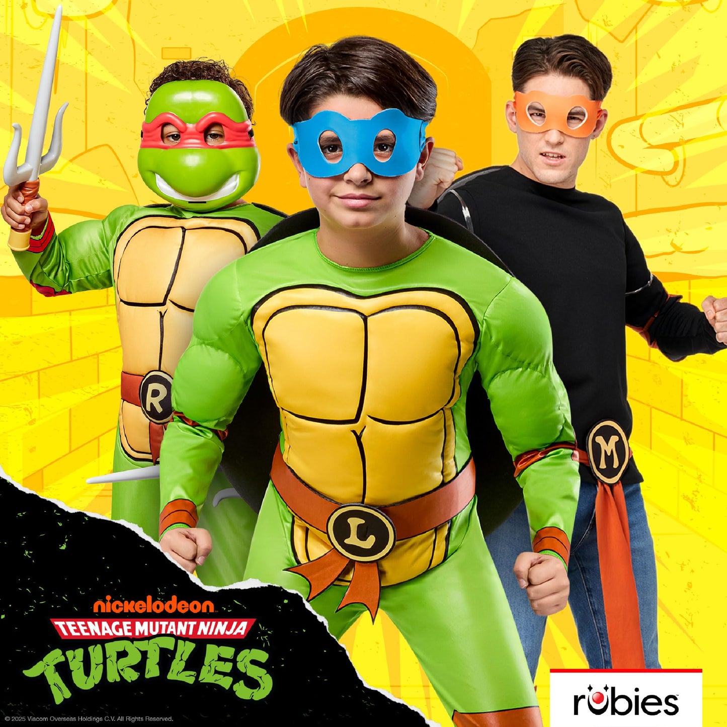 Rubies Official Teenage Mutant Ninja Turtle 4 in 1 Child Costume, Kids Fancy Dress, 9-10 Years Halloween