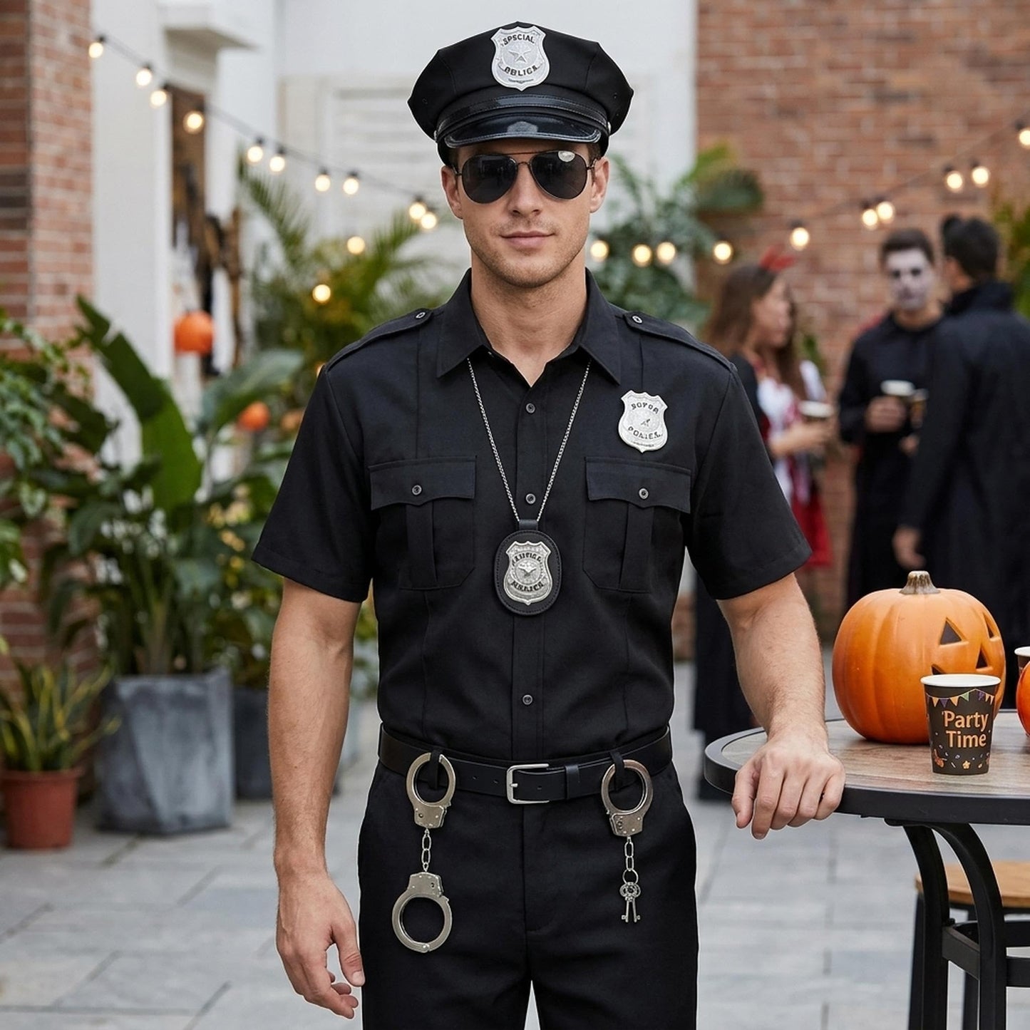 Adult Police Officer Costume Set - Halloween Police Shirt